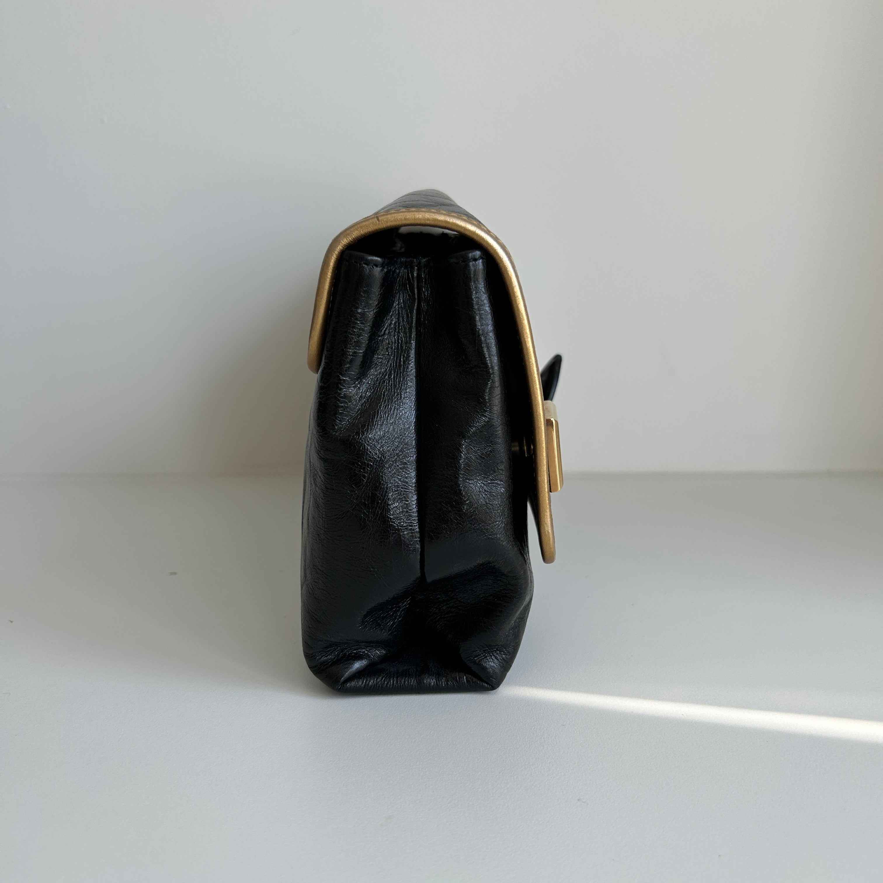 Black Leather Clutch Bag