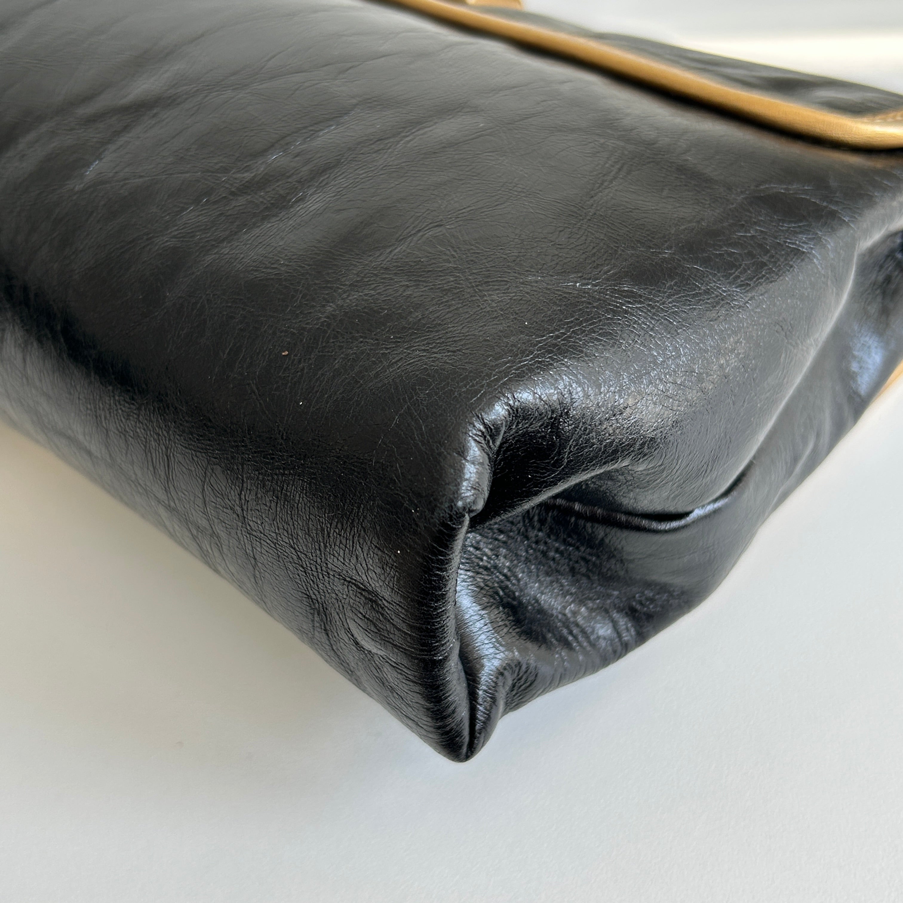 Black Leather Clutch Bag