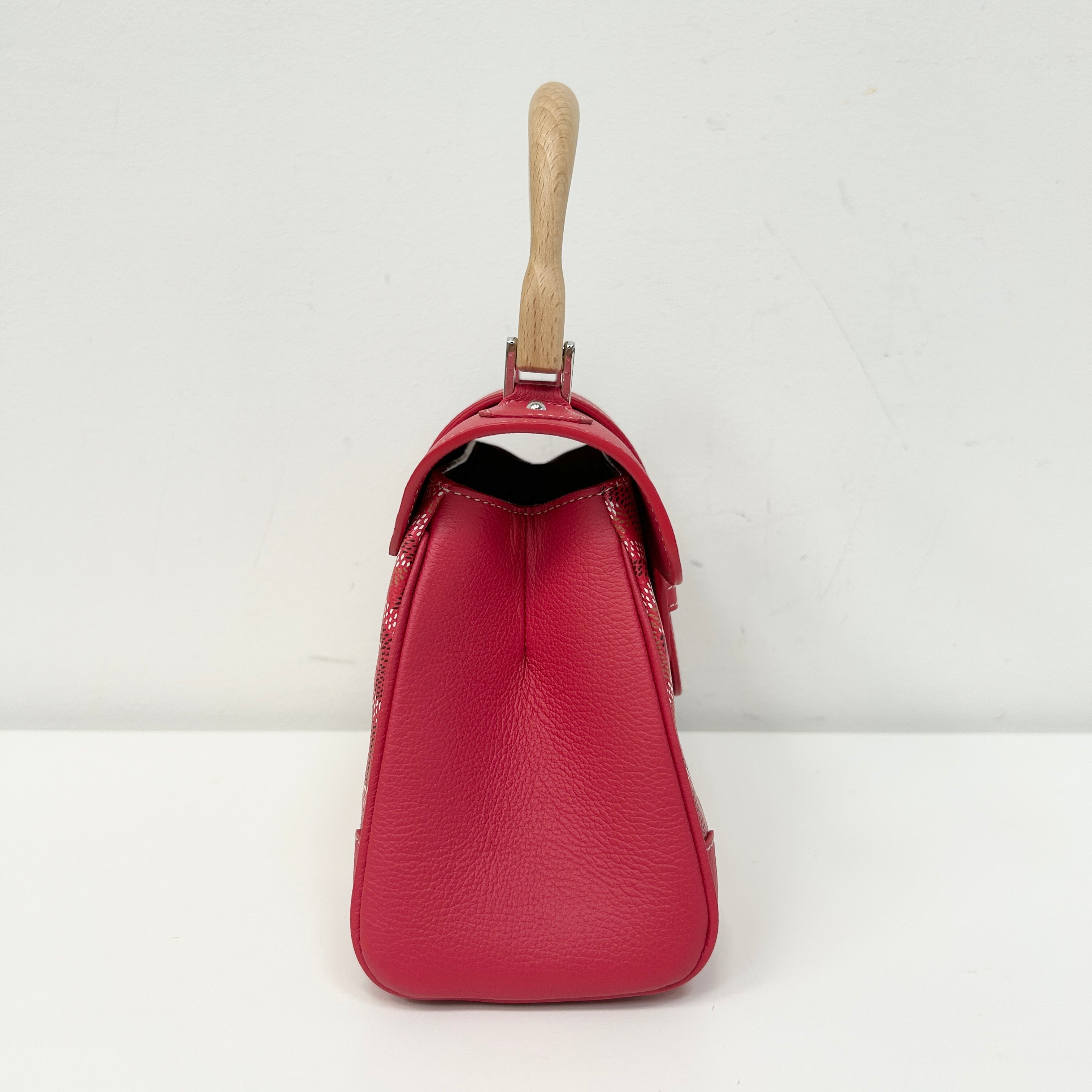 Red Chevron Print Coated Canvas Mini Saigon Bag - Haute Classics