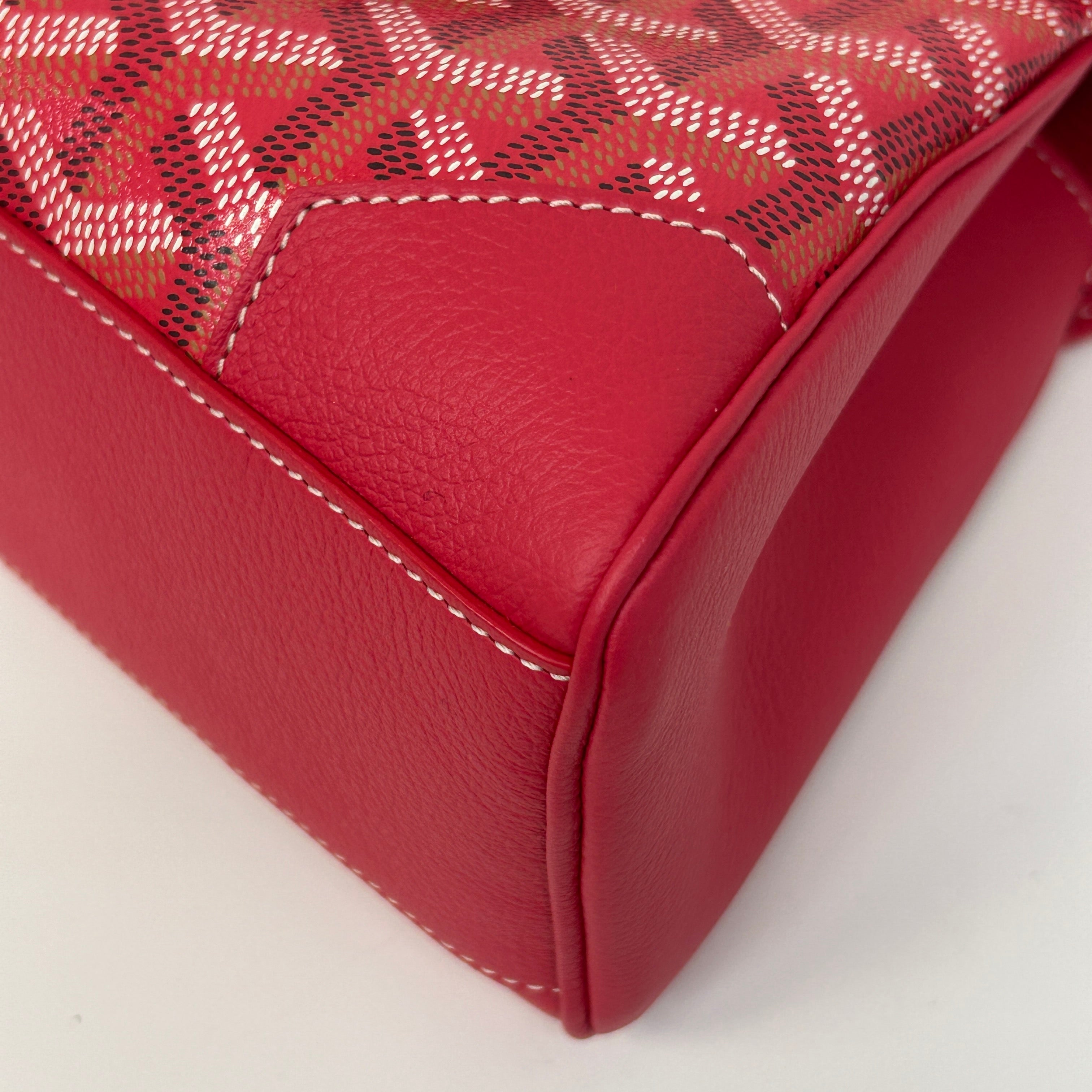 Red Chevron Print Coated Canvas Mini Saigon Bag - Haute Classics