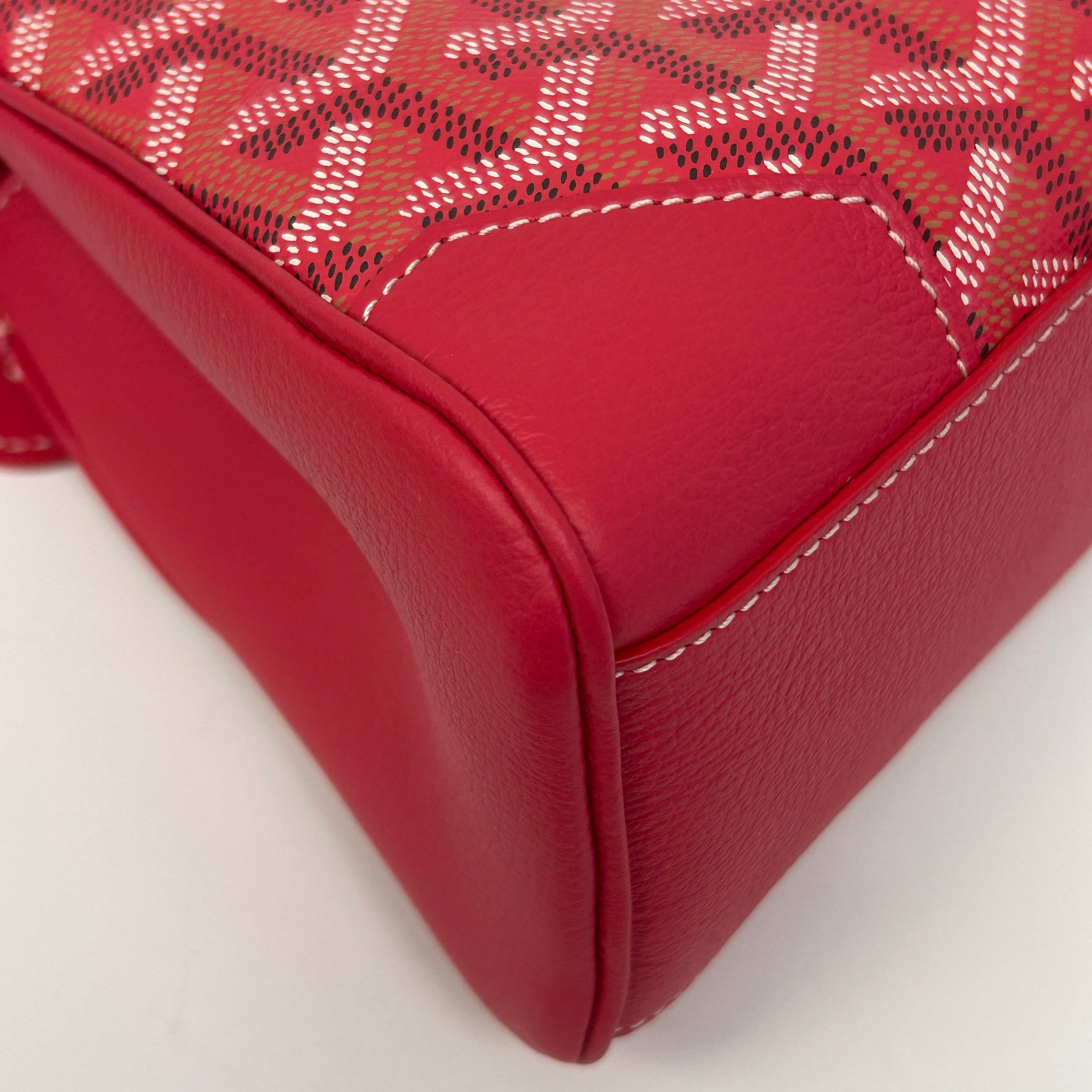 Red Chevron Print Coated Canvas Mini Saigon Bag - Haute Classics