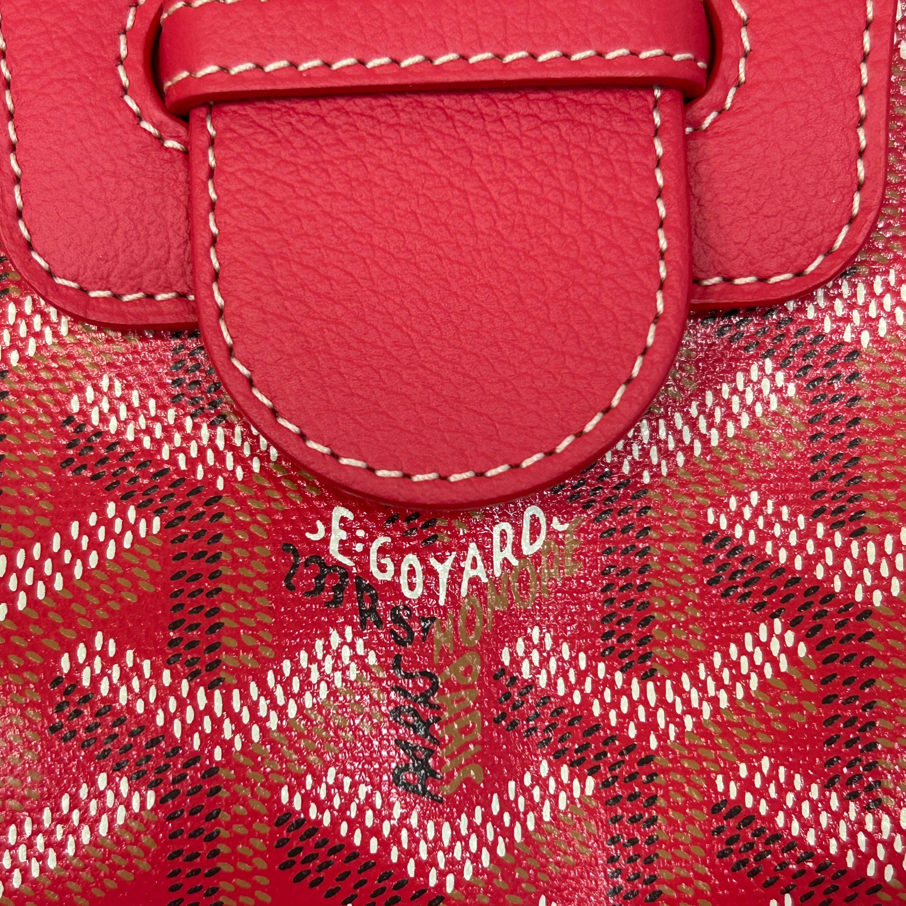 Red Chevron Print Coated Canvas Mini Saigon Bag - Haute Classics