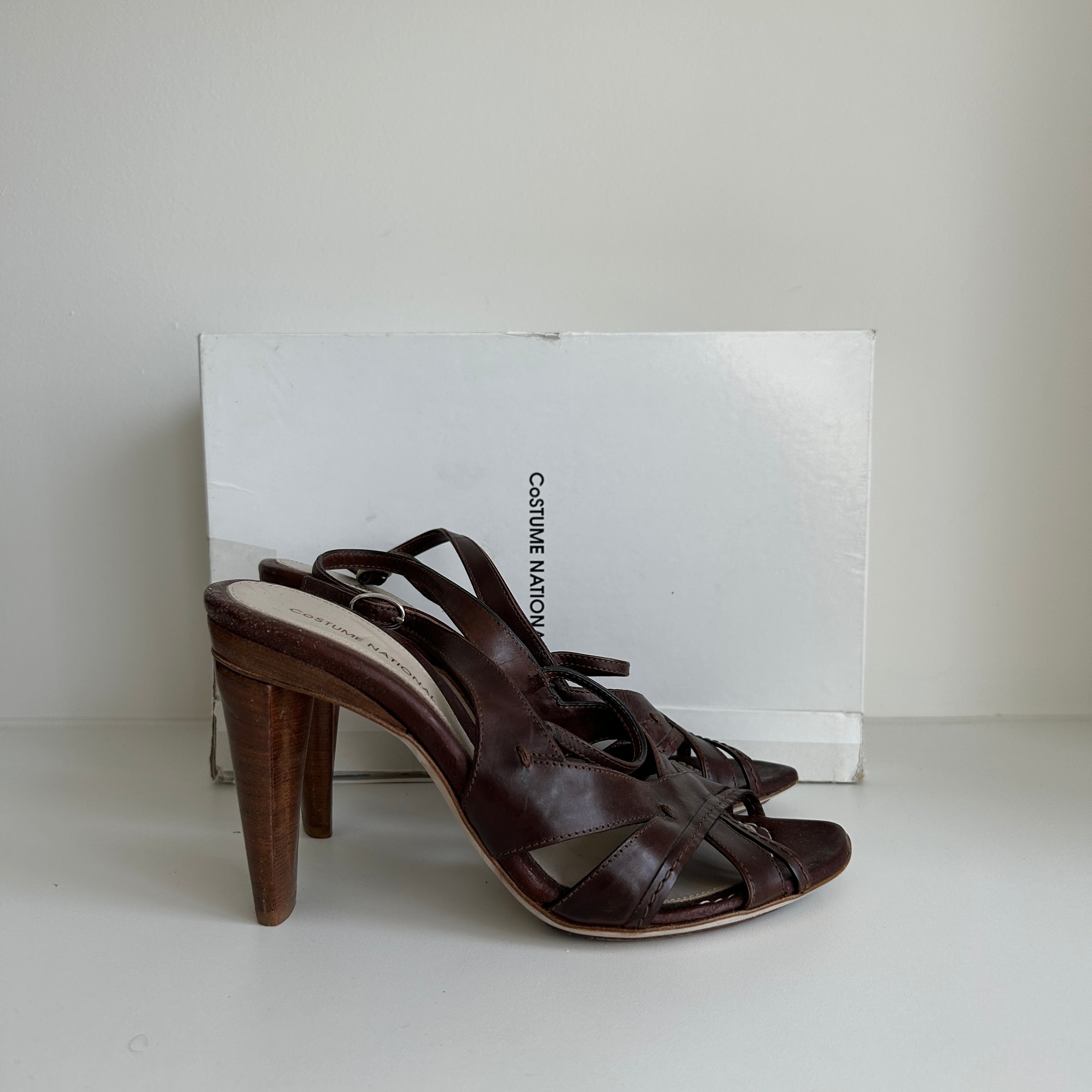 Brown Leather Slingback Sandals