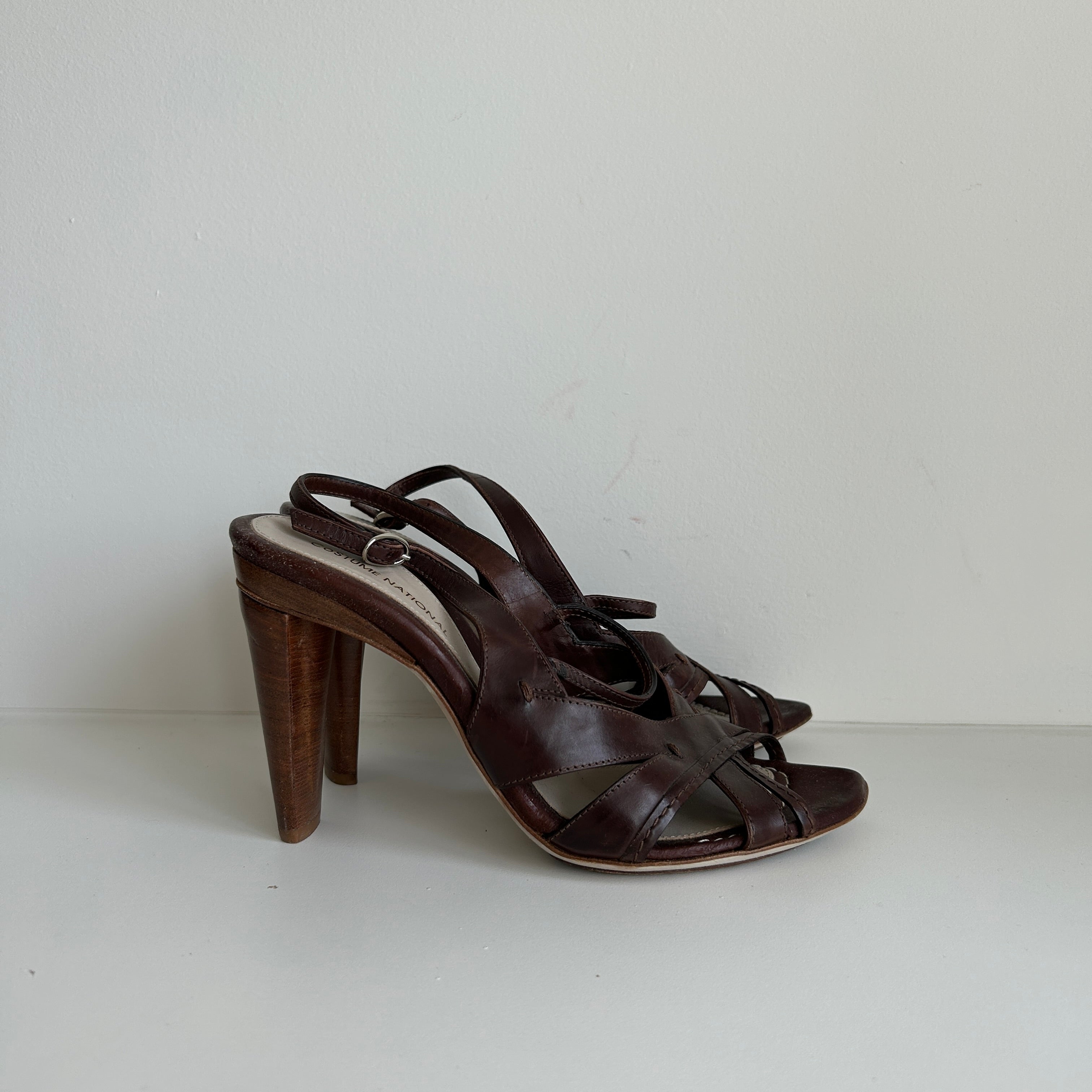 Brown Leather Slingback Sandals
