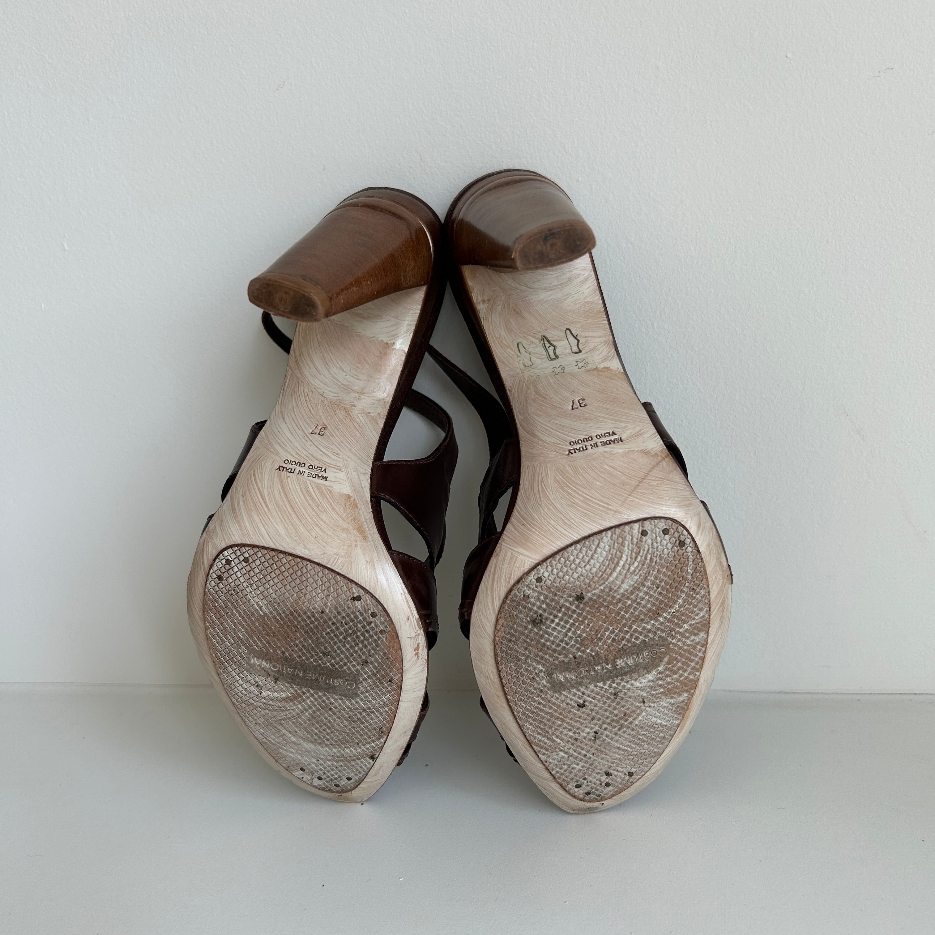 Brown Leather Slingback Sandals