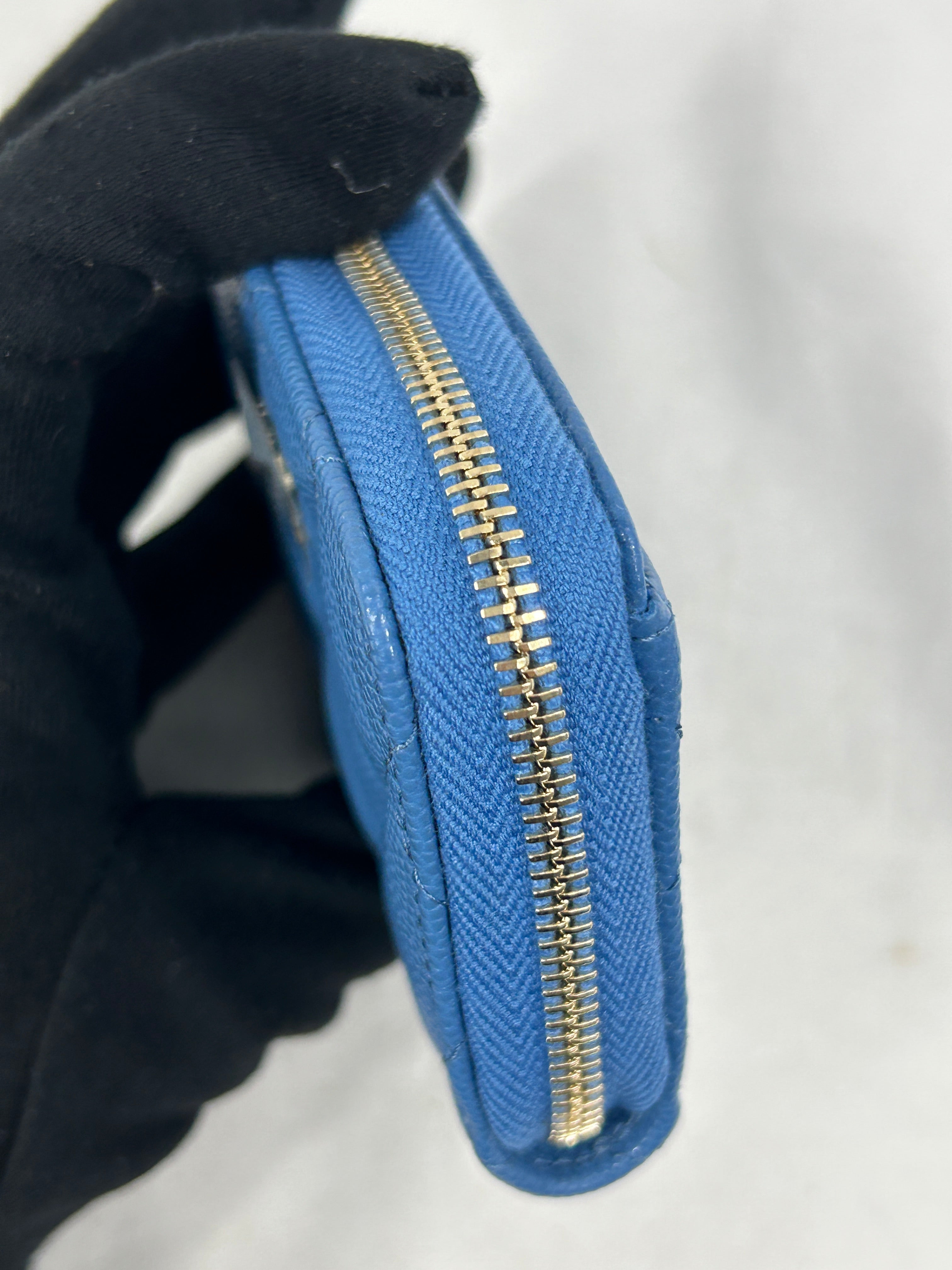 Blue Caviar Quilted Card Coin Pouch w/GHW