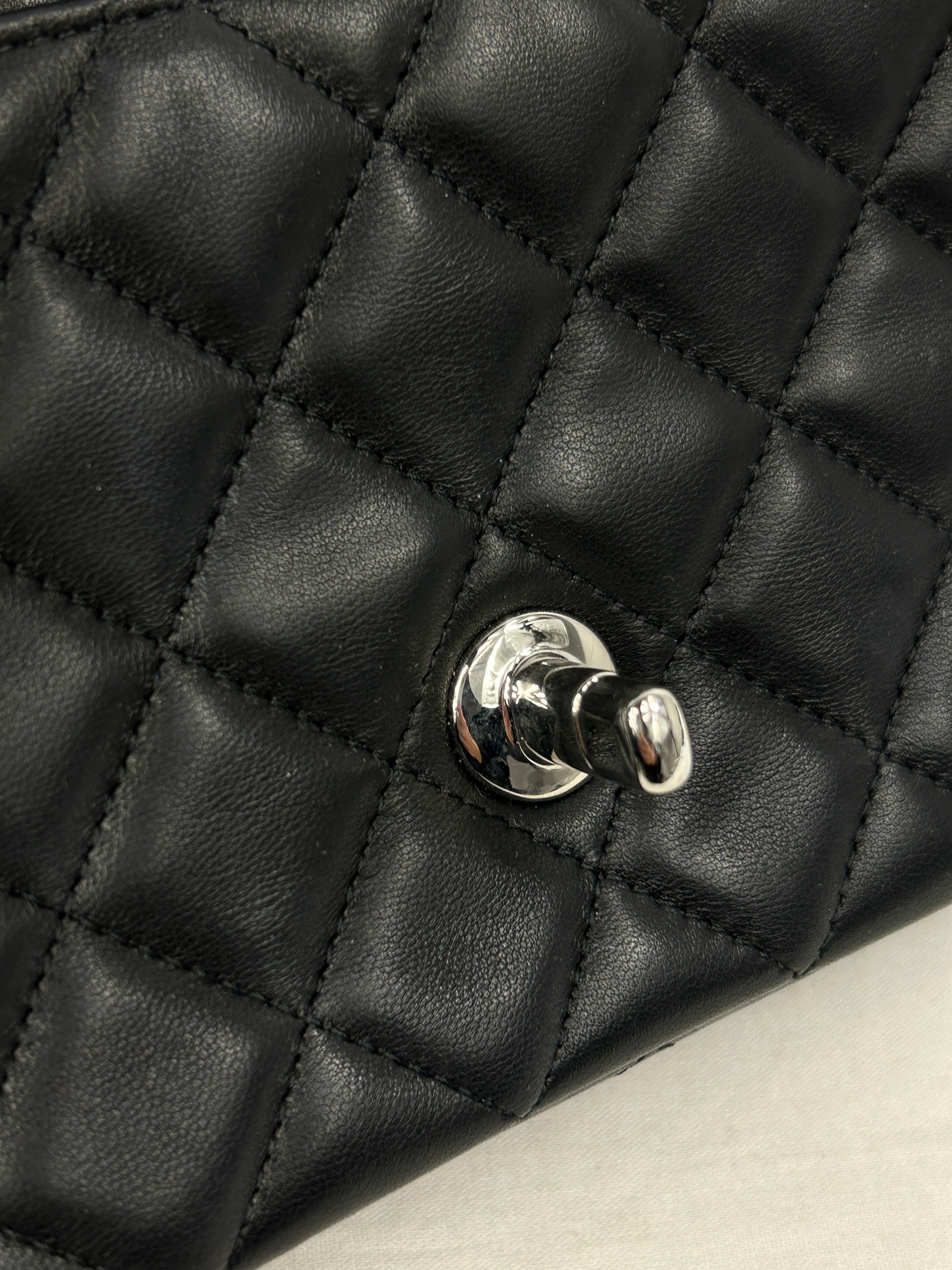Black Quilted Lambskin Single Flap Mini Rectangle w/SHW