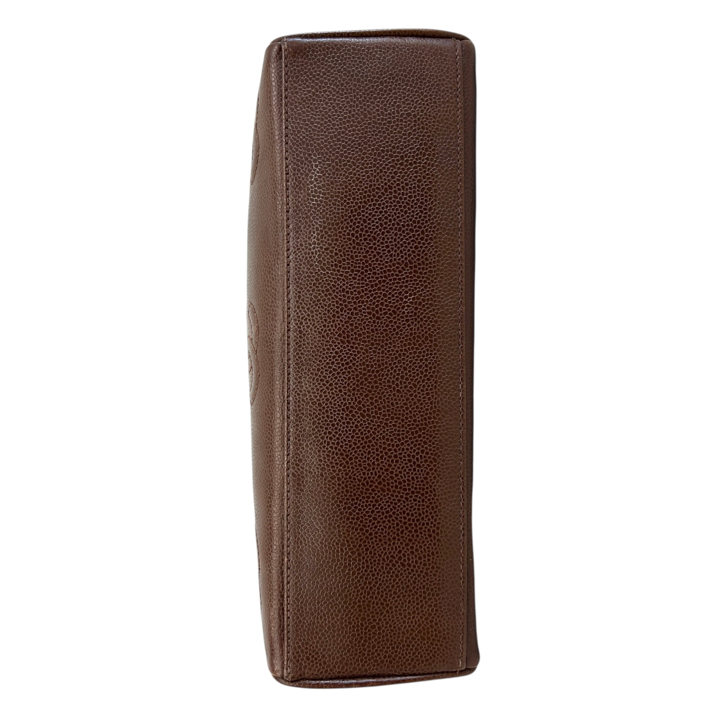 Vintage Brown Caviar Shoulder Bag w/CC Embossed Detail & 24k Plated GHW