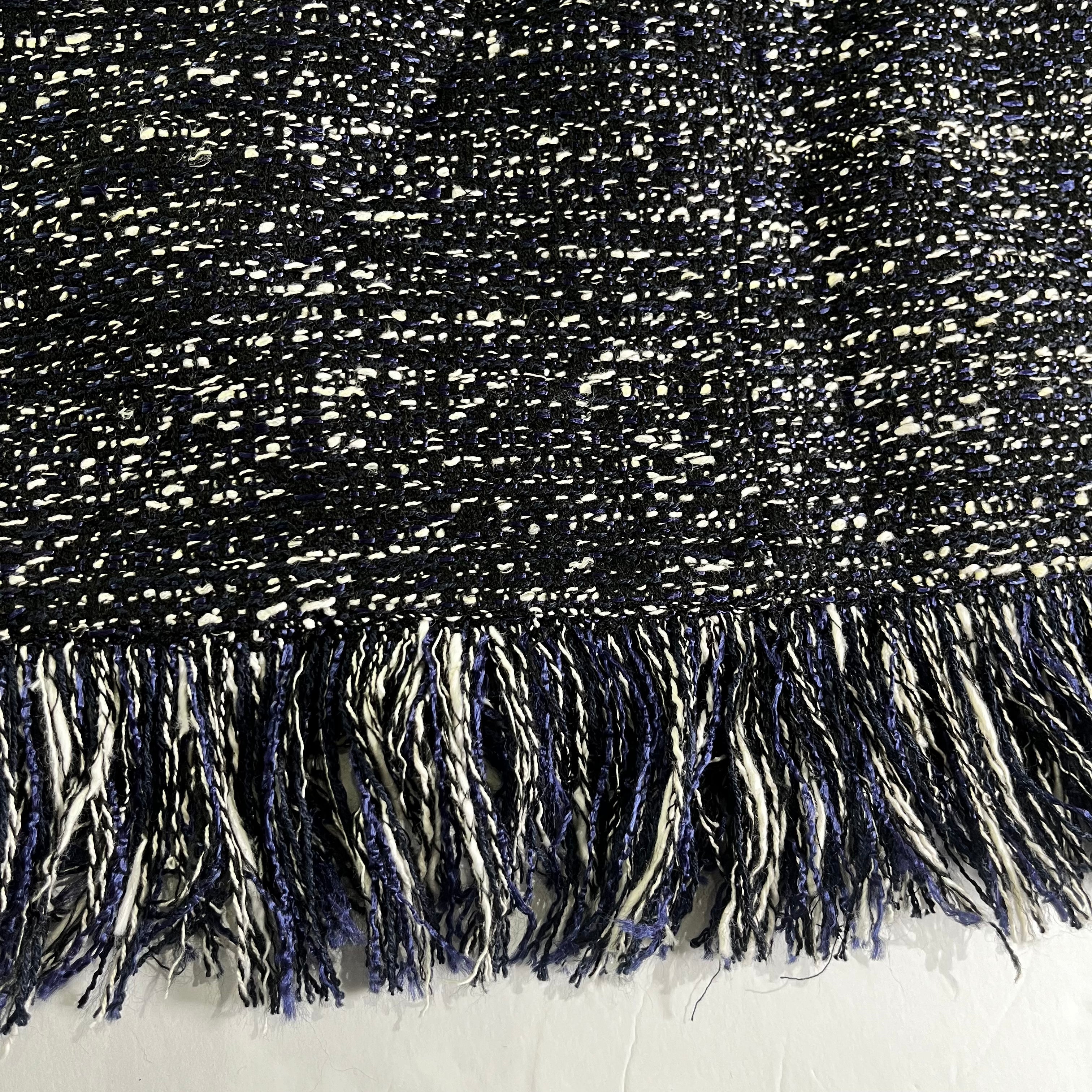 INTERMIX Tweed Navy/Black/White Button Side Skirt