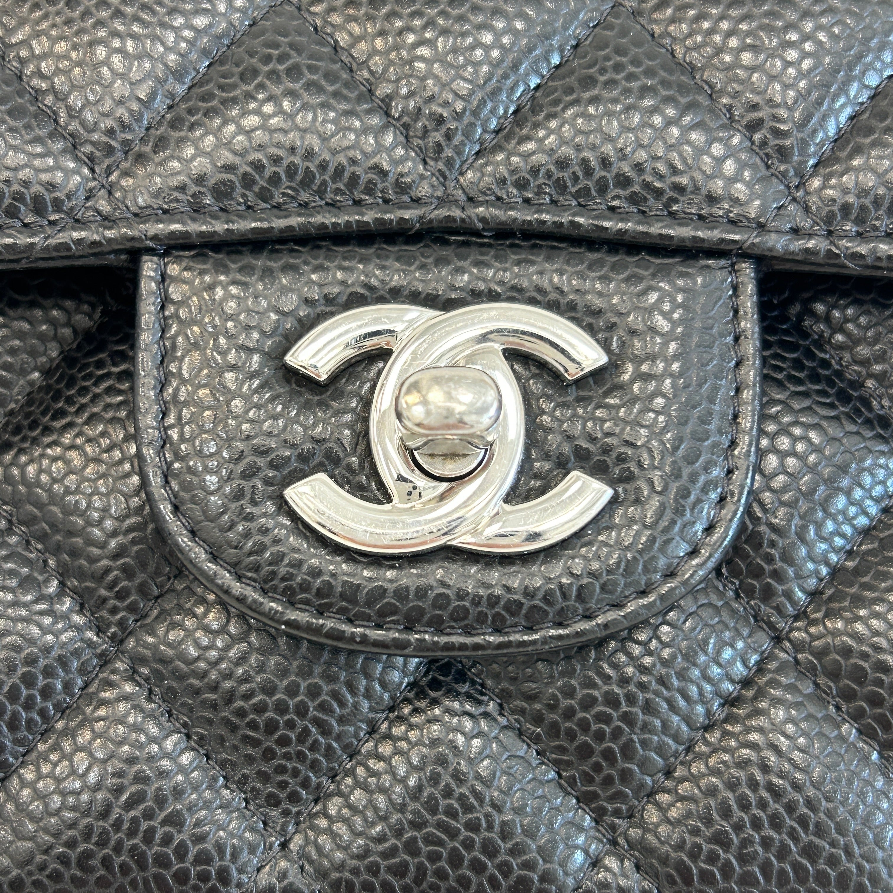 Black Caviar Small Classic Double Flap w/SHW