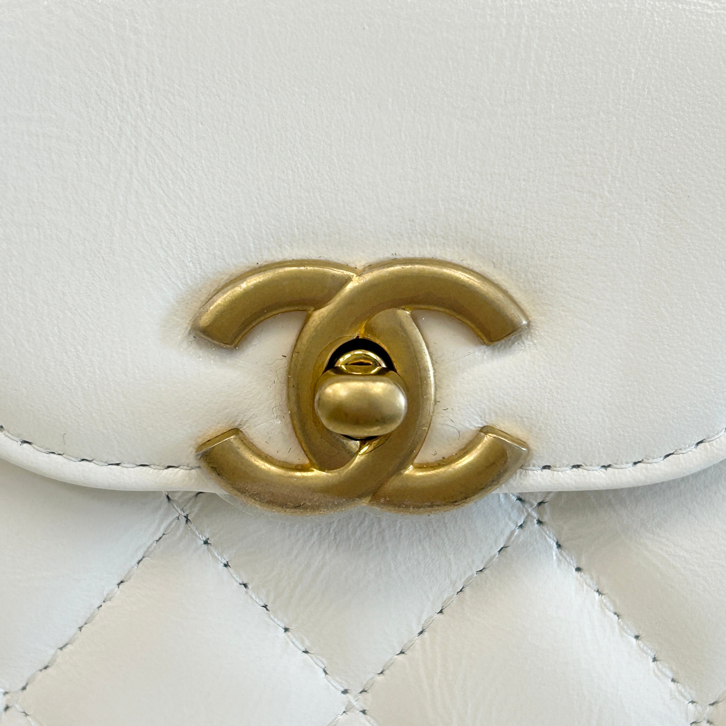White Quilted Calfskin Leather Kelly Shopper Bag