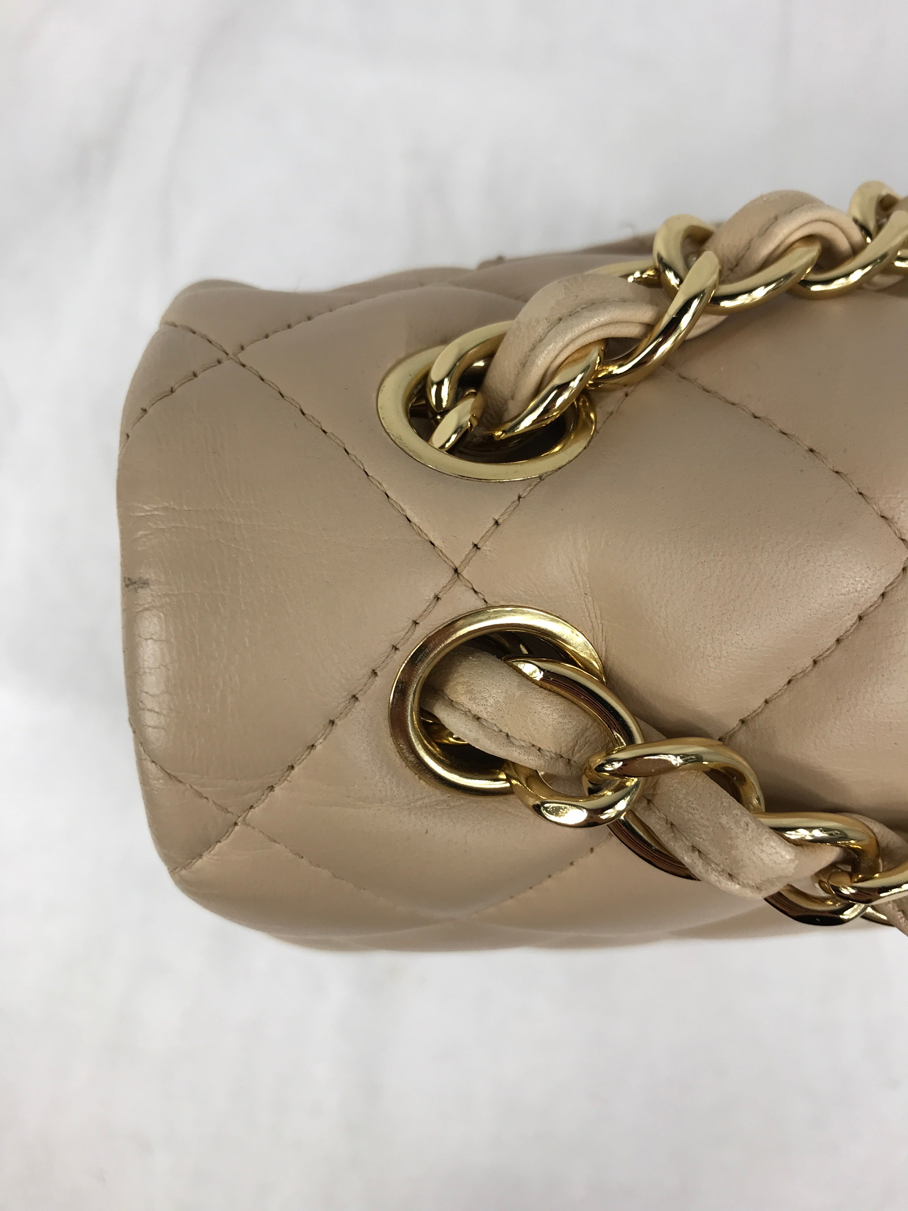 Beige Clair Quilted Lambskin Jumbo w/GHW