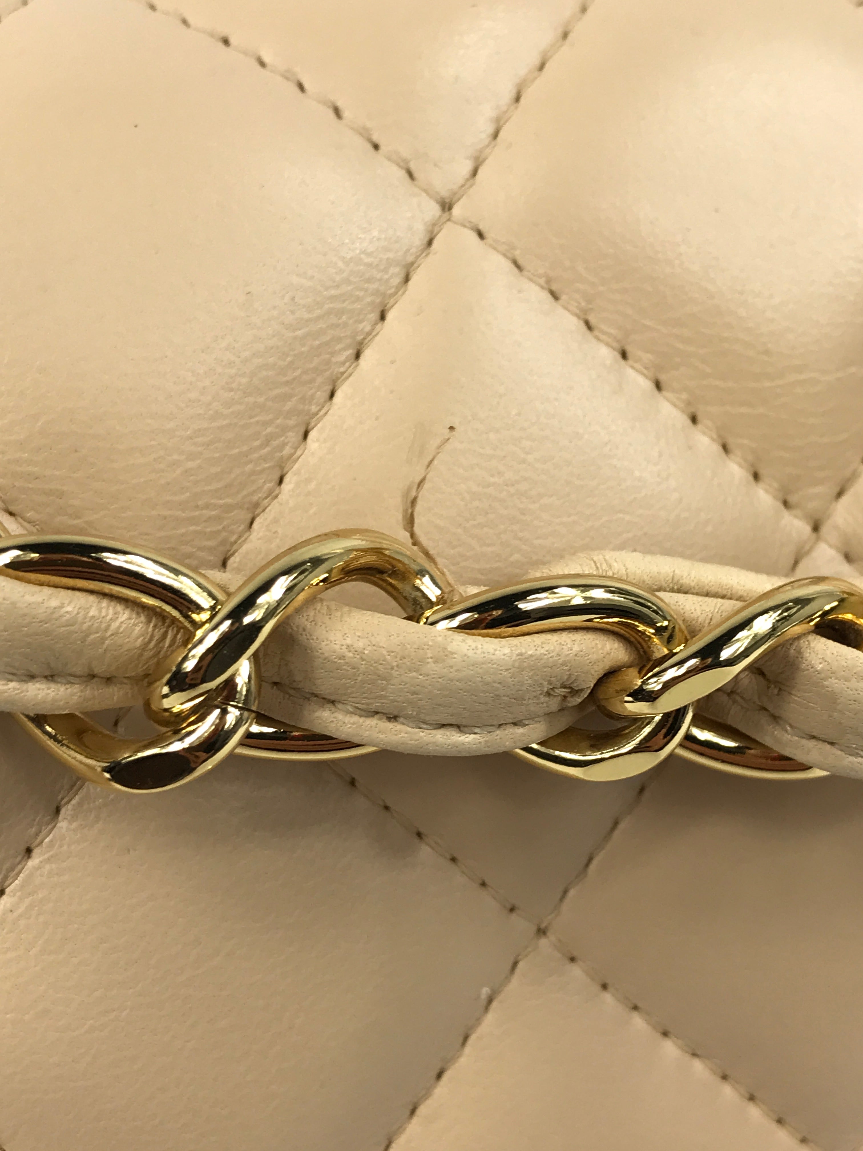 Beige Clair Quilted Lambskin Jumbo w/GHW