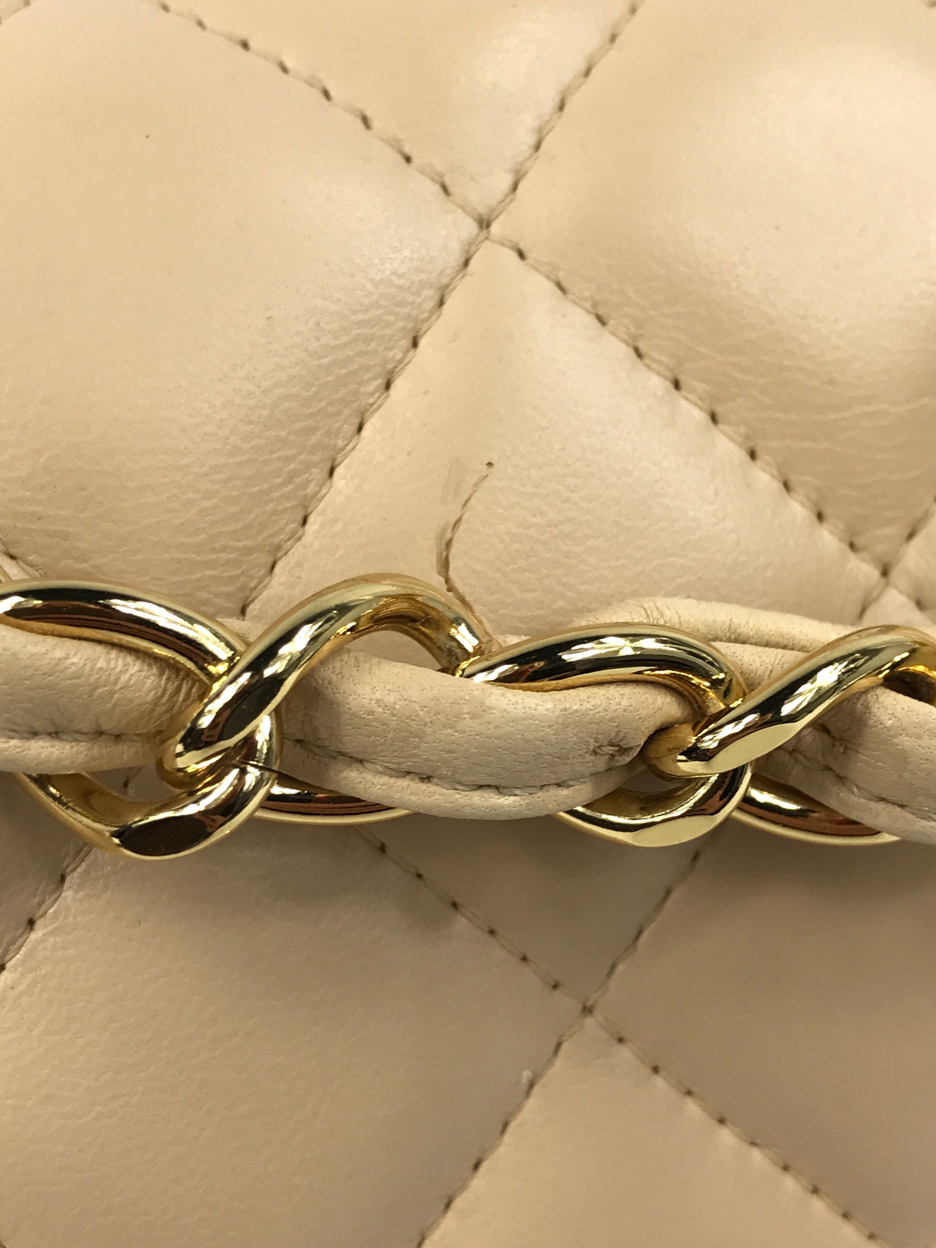 Beige Clair Quilted Lambskin Jumbo w/GHW