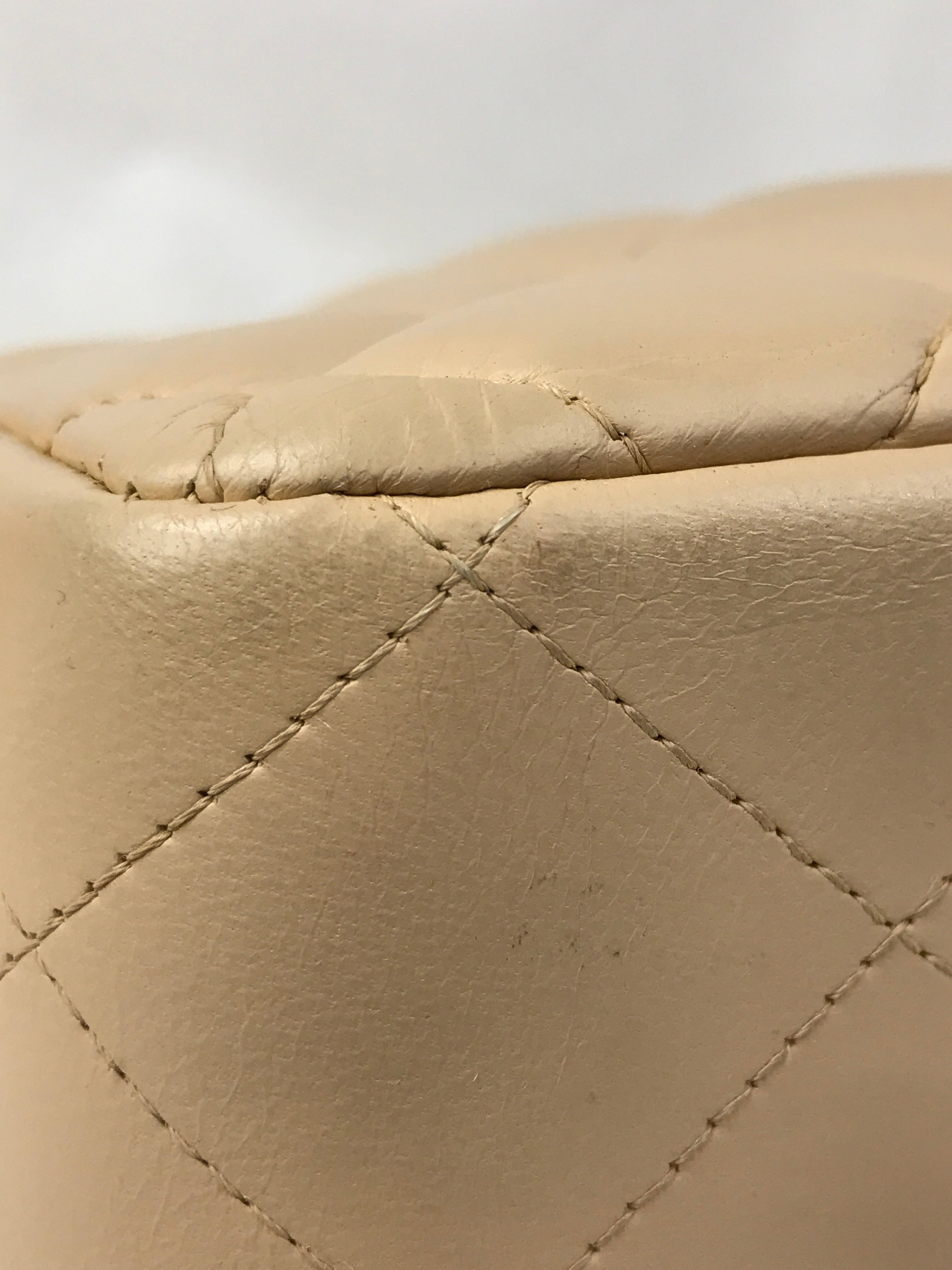 Beige Clair Quilted Lambskin Jumbo w/GHW