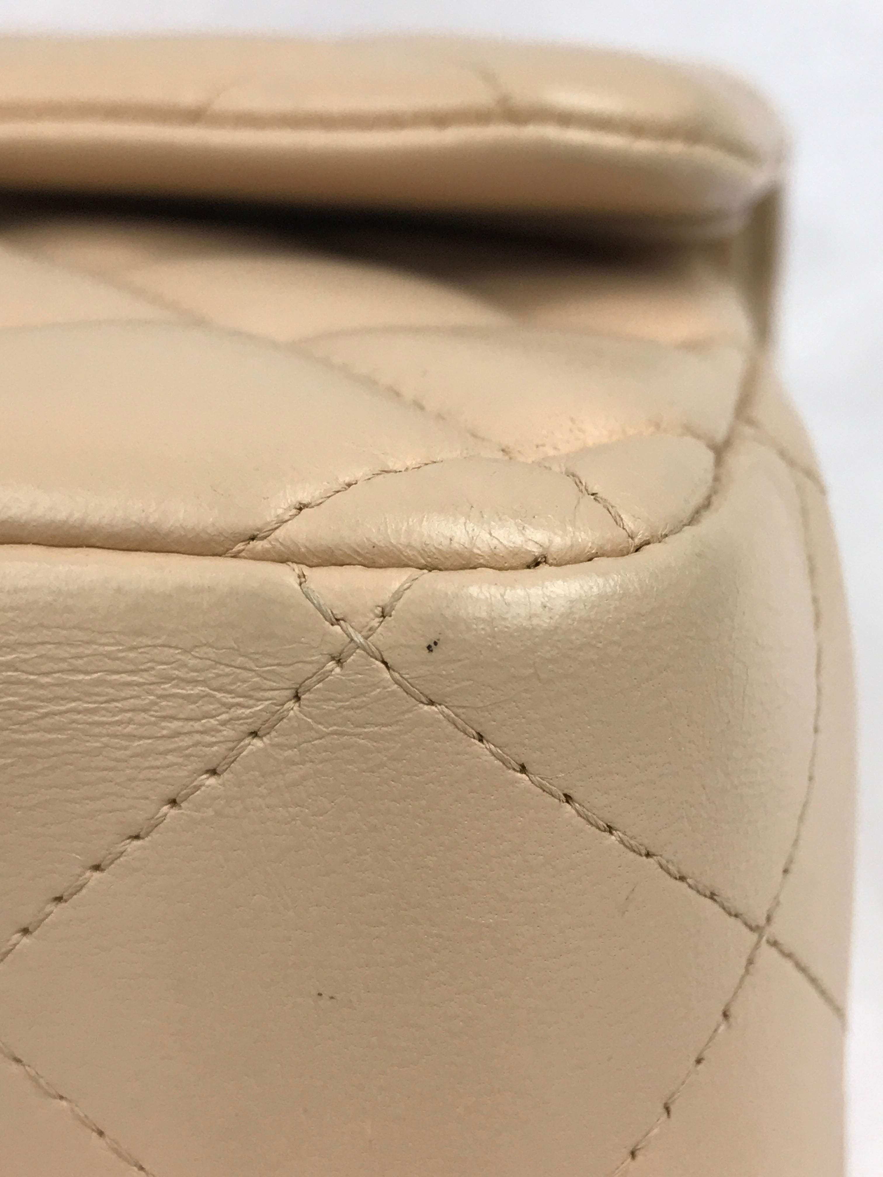 Beige Clair Quilted Lambskin Jumbo w/GHW