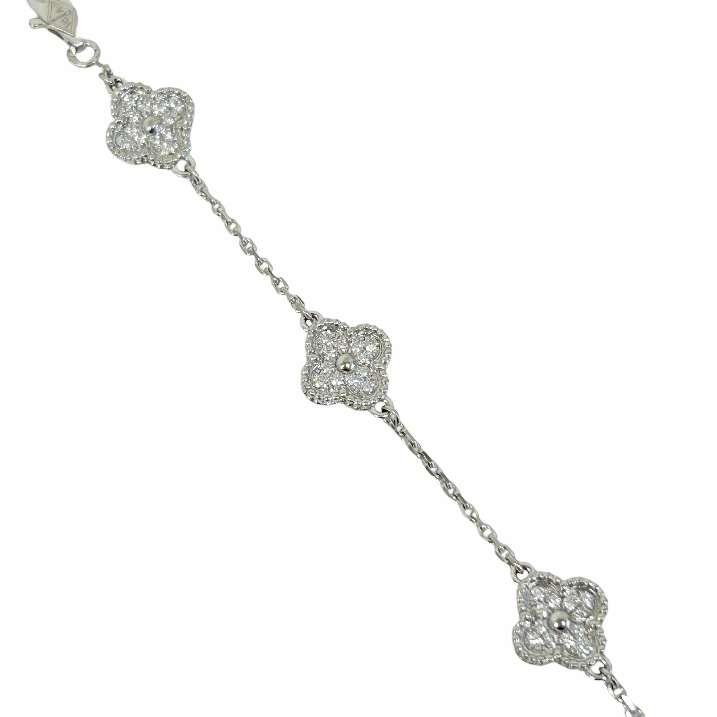 Sweet Alhambra Diamond 18k White Gold 6 Motif Station Bracelet - Haute Classics