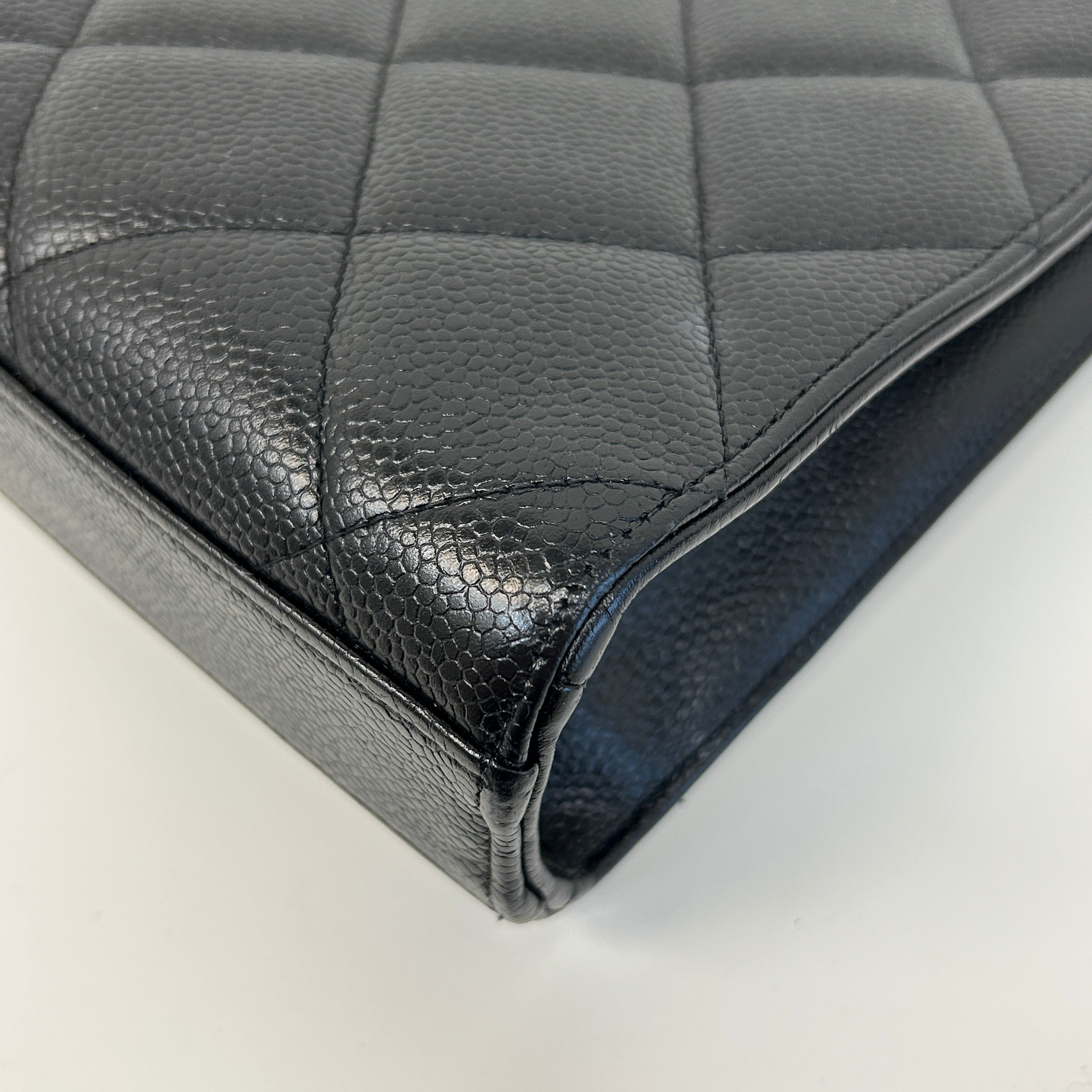 Black Quilted Caviar Leather Jumbo Kelly Briefcase Bag w/GHW - Haute Classics