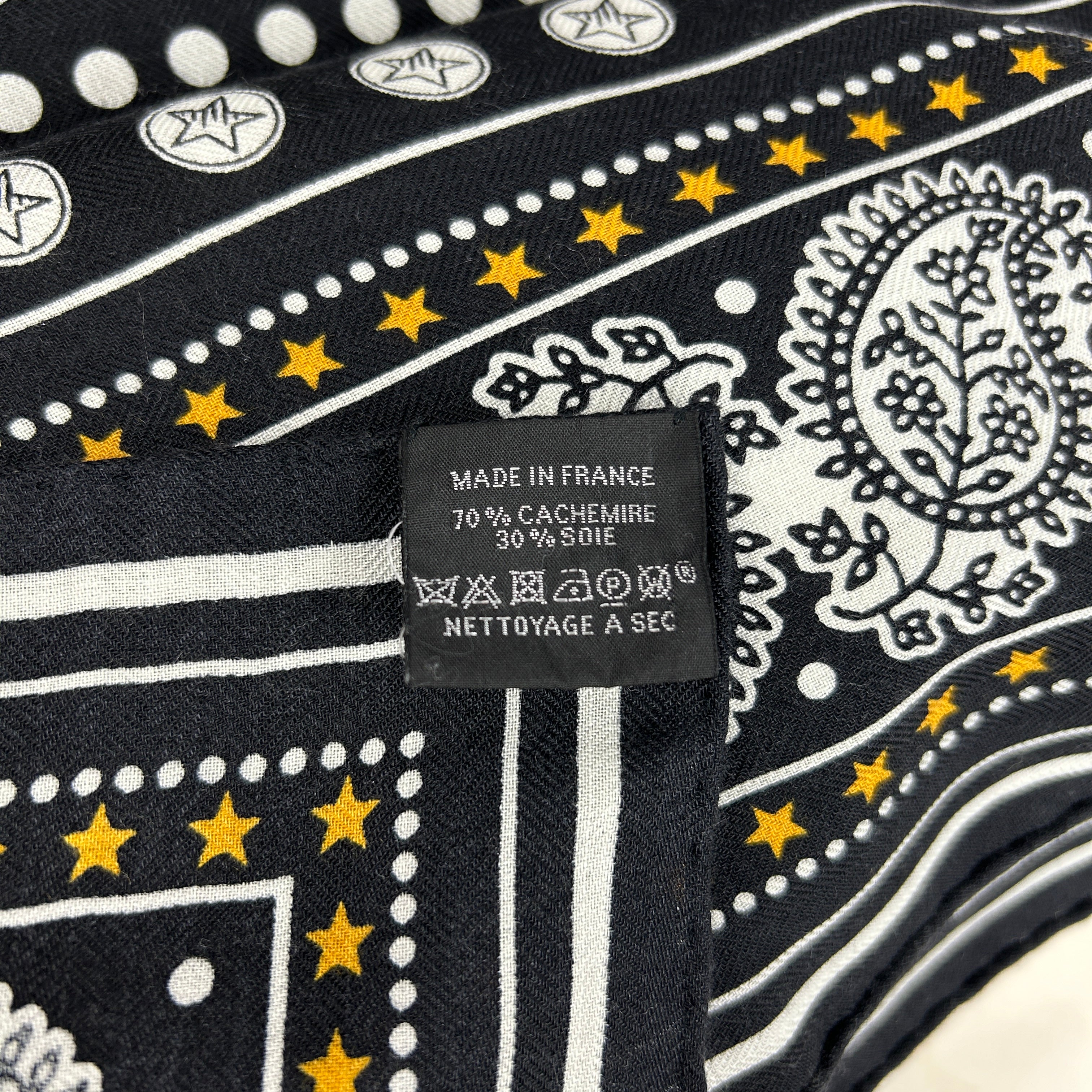 Large Black/Gold/White “Zouaves et Dragons” Cashmere/Silk Shawl