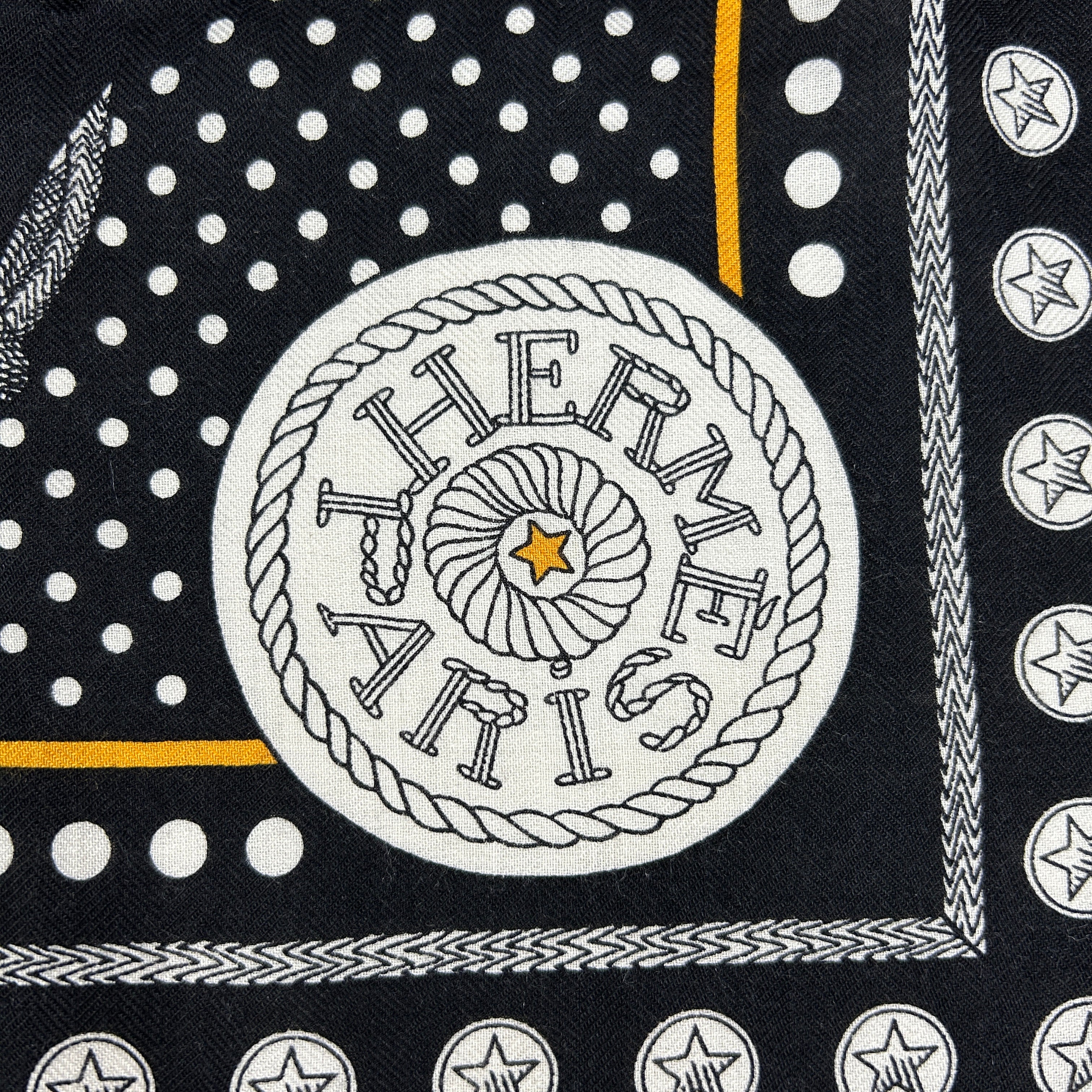 Large Black/Gold/White “Zouaves et Dragons” Cashmere/Silk Shawl