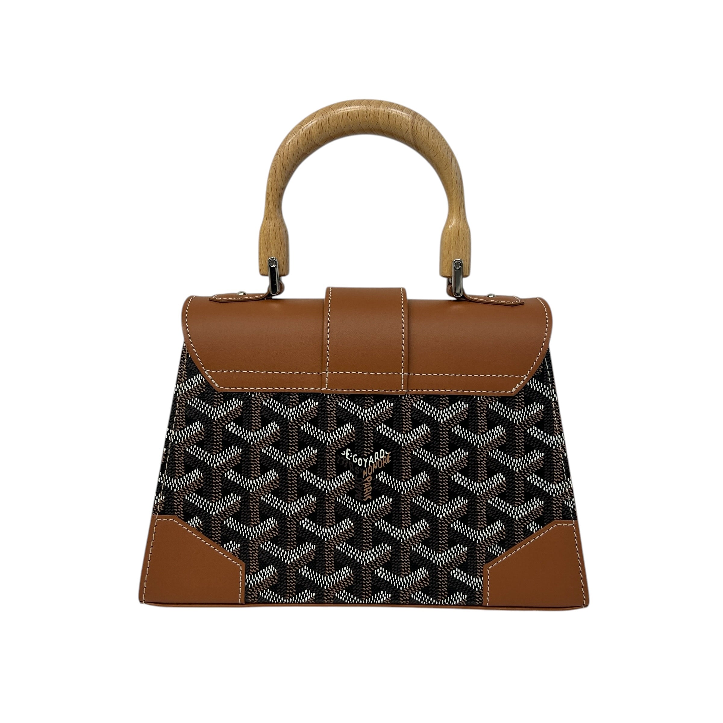 Black Chevron Print Coated Canvas Mini Saigon Bag - Haute Classics