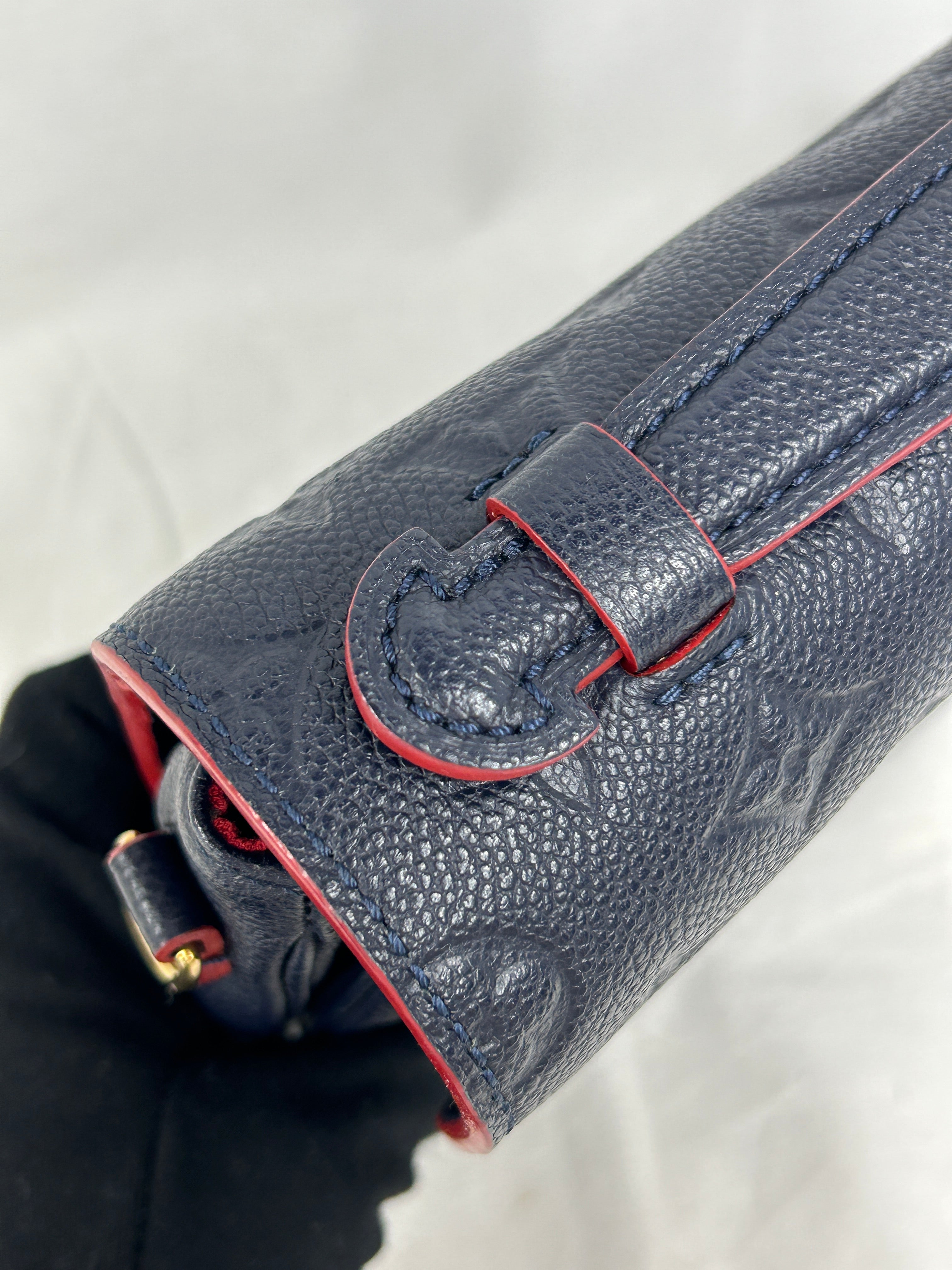 Navy/Red Empriente Leather Pochette Metis w/GHW