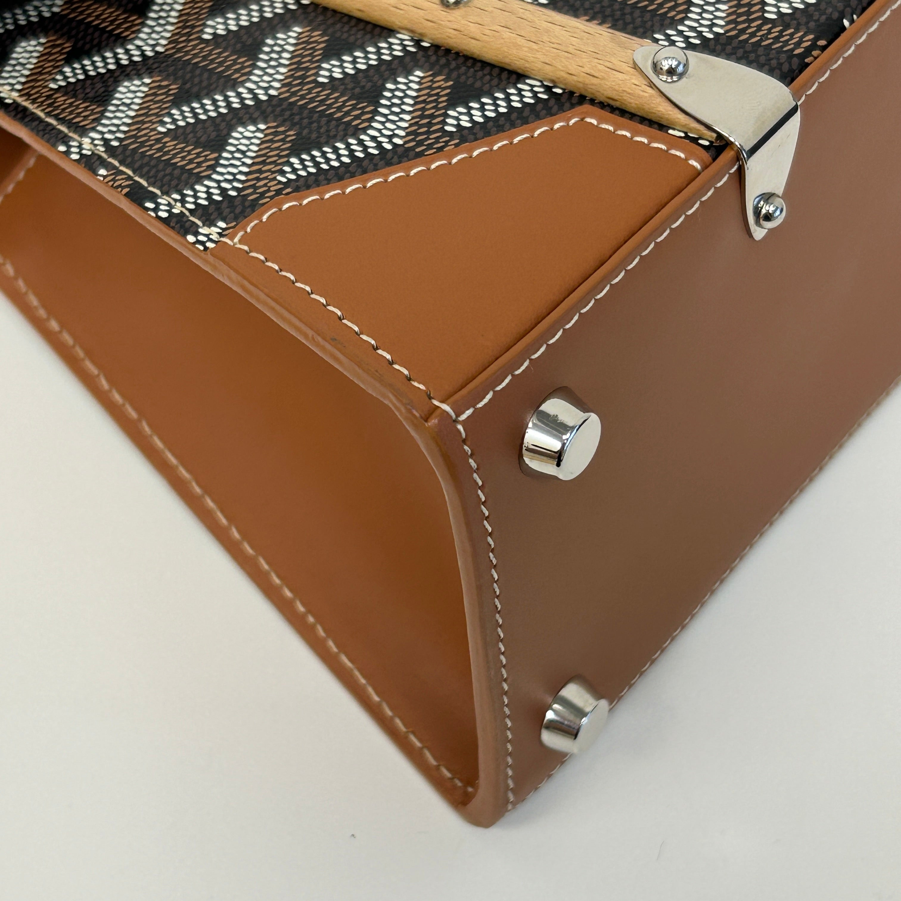 Black Chevron Print Coated Canvas Mini Saigon Bag - Haute Classics