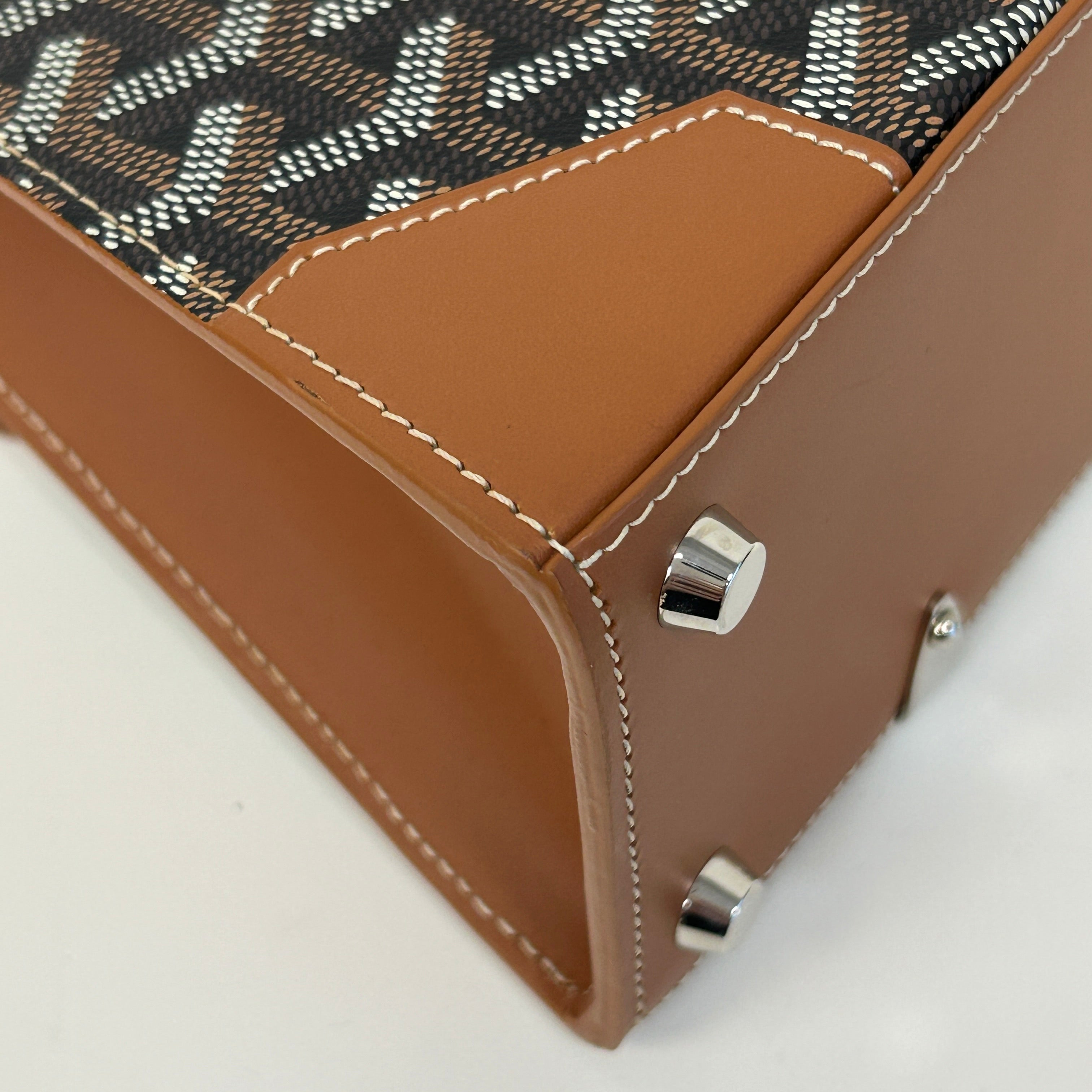 Black Chevron Print Coated Canvas Mini Saigon Bag - Haute Classics