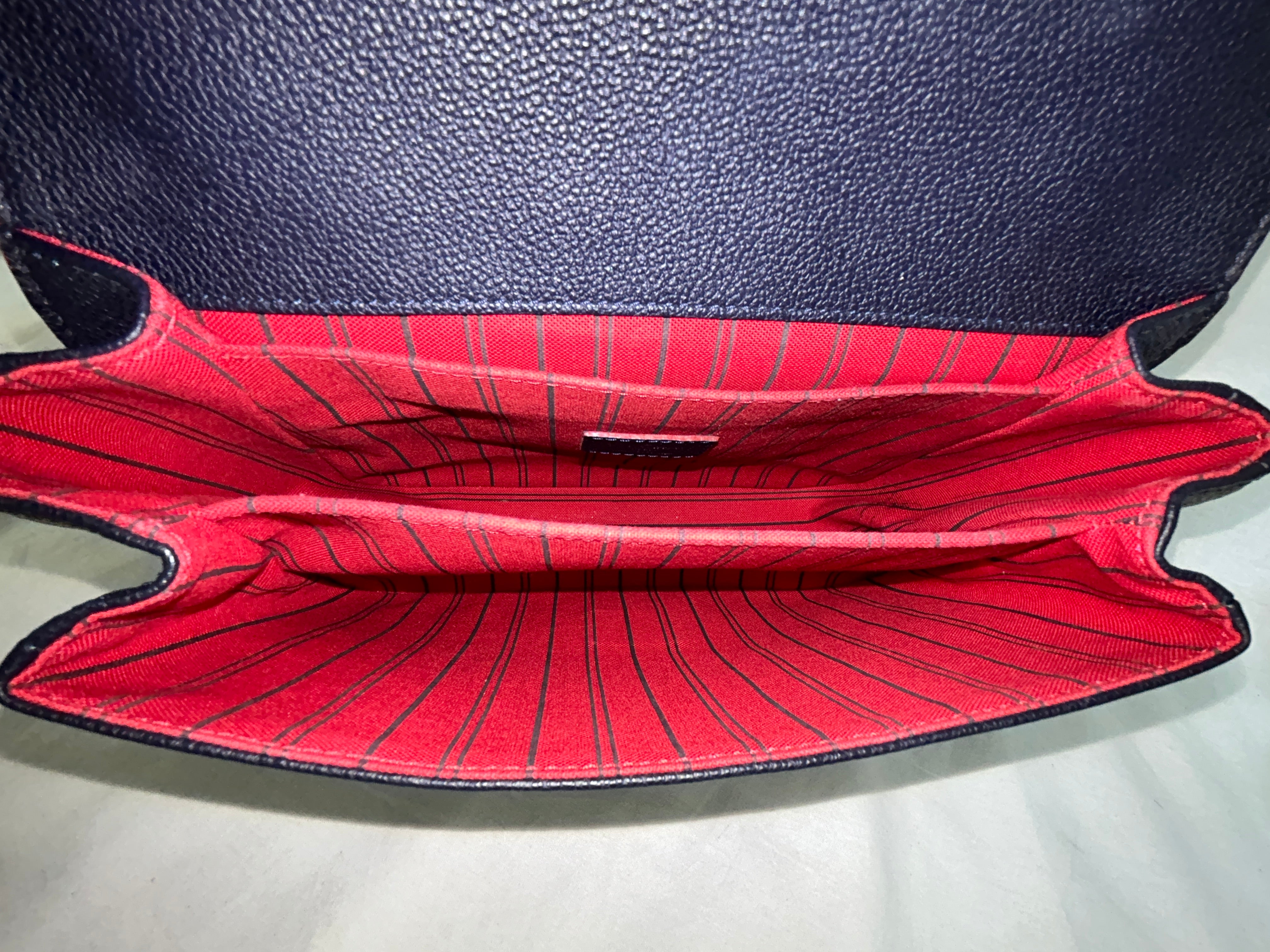 Navy/Red Empriente Leather Pochette Metis w/GHW