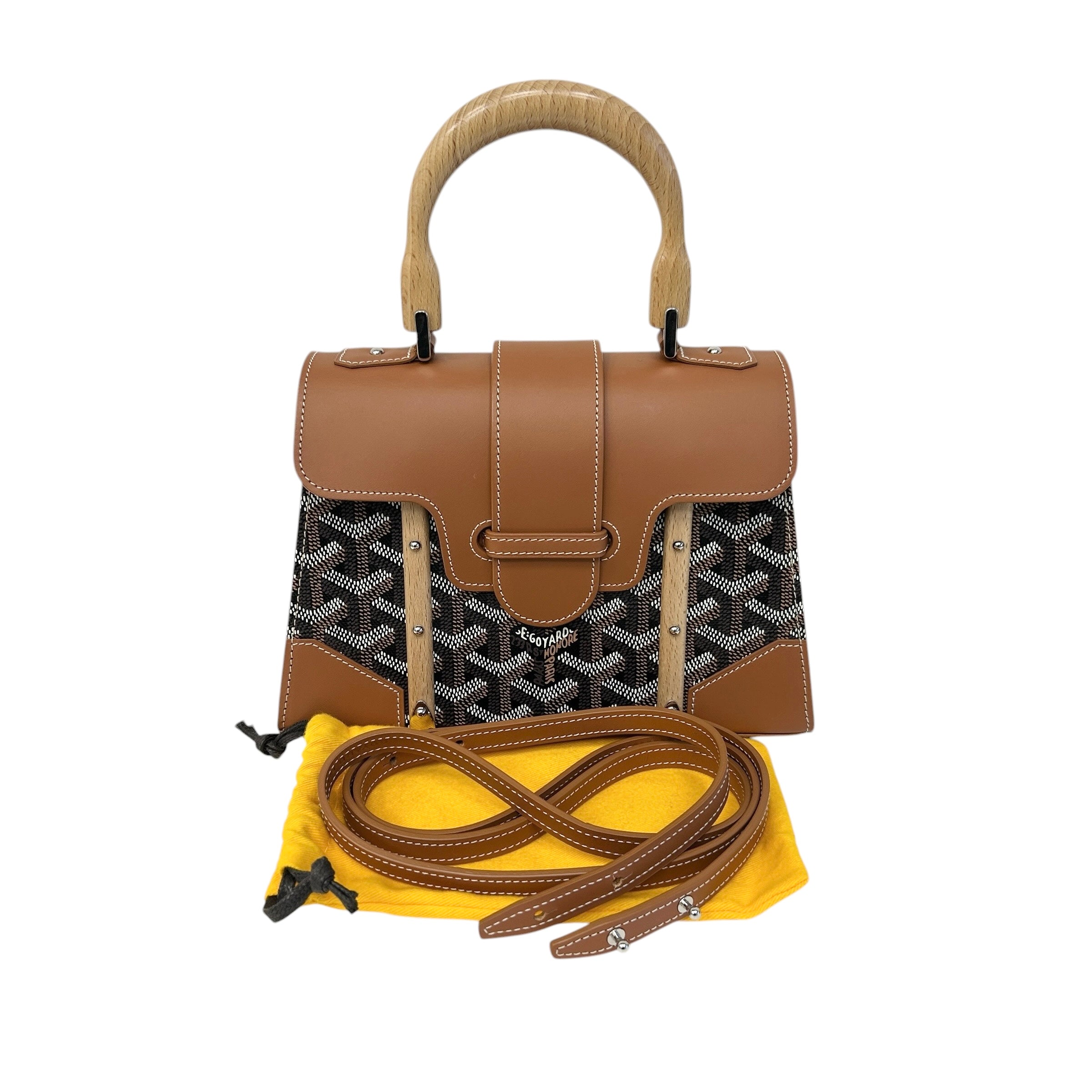 Black Chevron Print Coated Canvas Mini Saigon Bag - Haute Classics