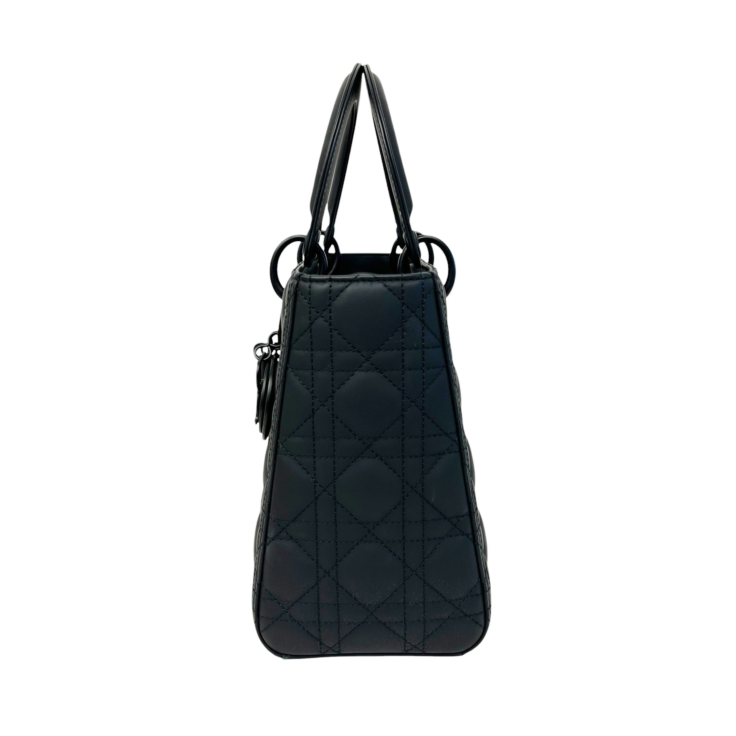 Black Ultramatte Cannage Calfskin Lady Dior Bag - Haute Classics