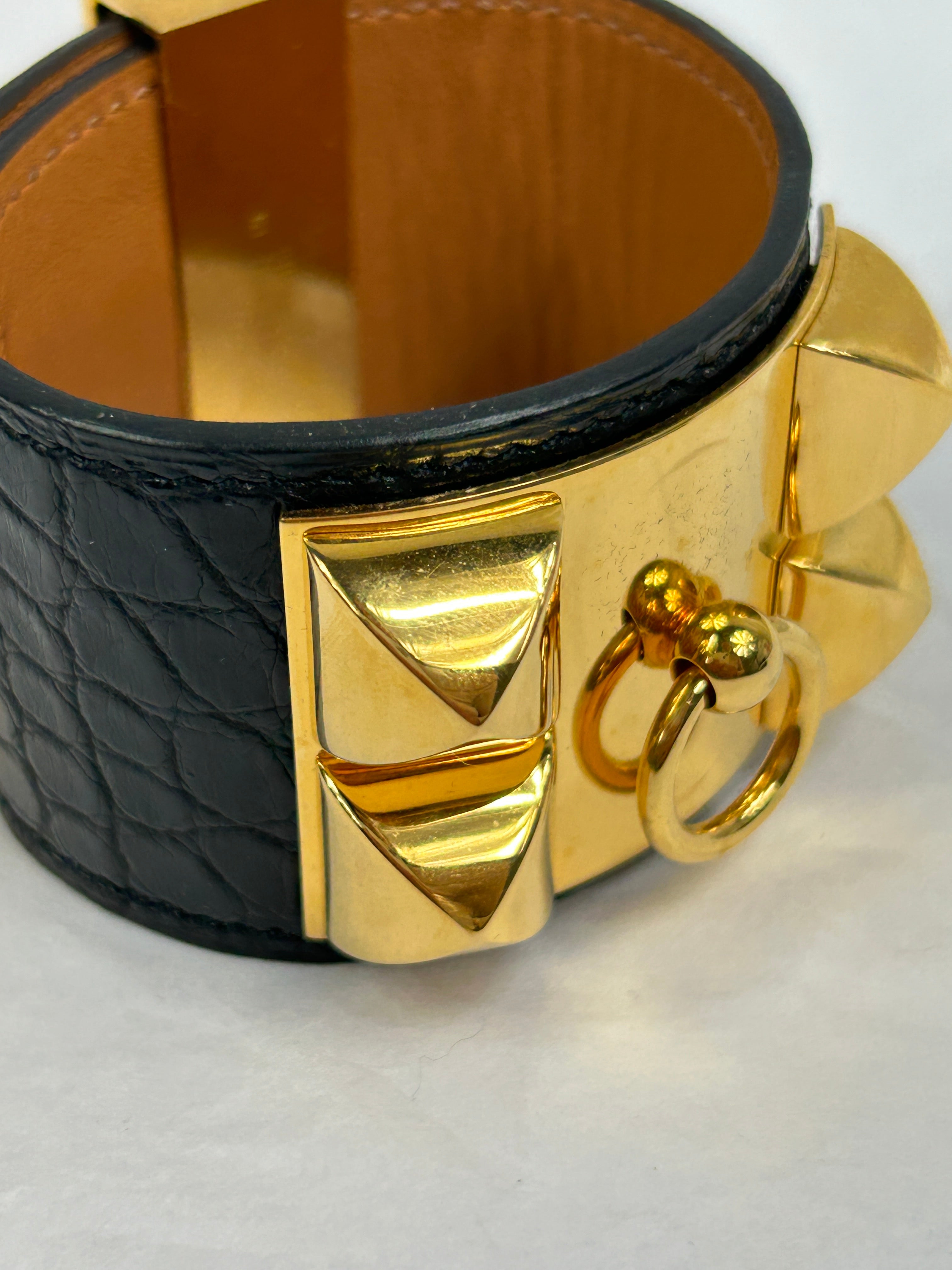 Black Matte Alligator Collier de Chien CDC Bracelet w/GHW