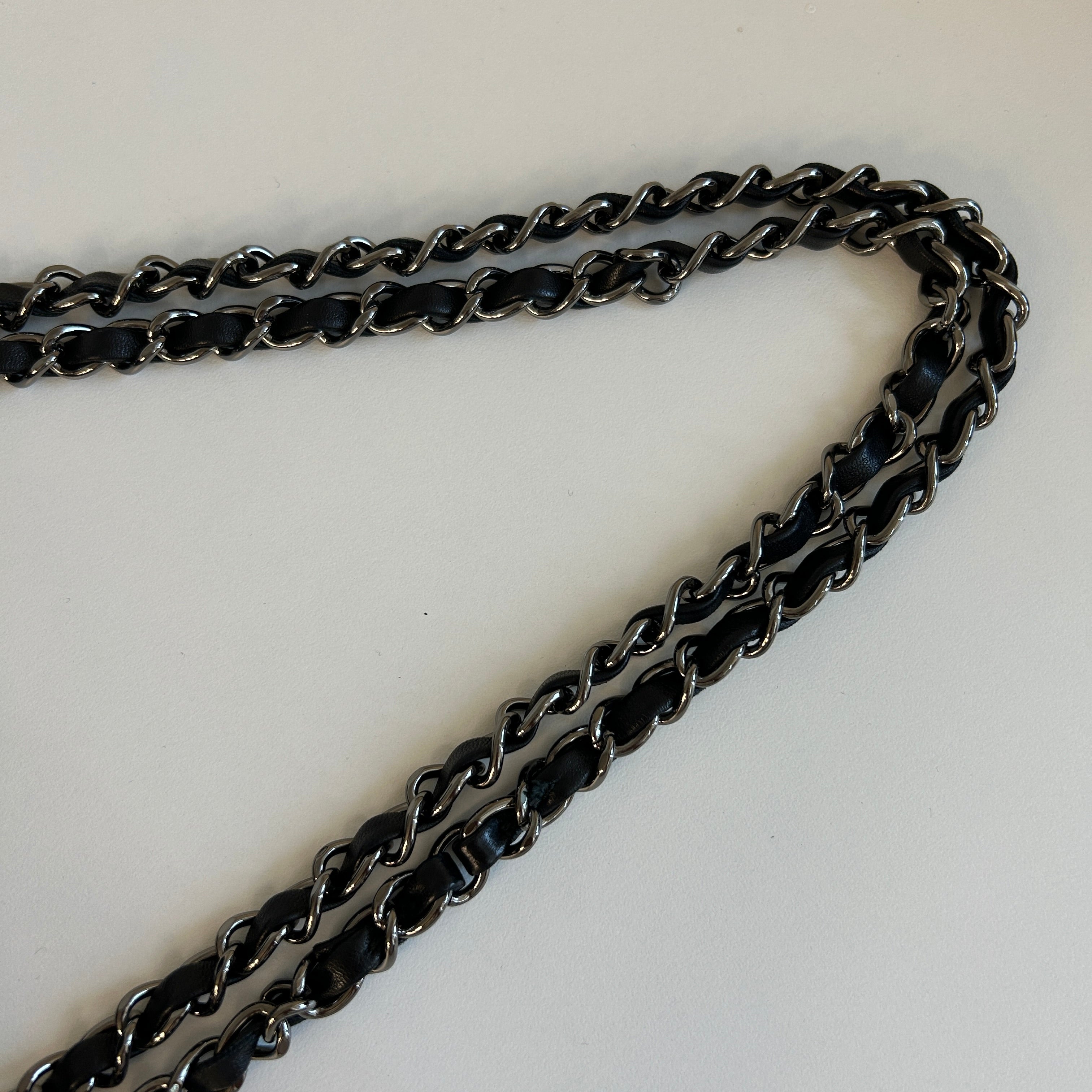 Black Lambskin Quilted 3 Large Accordion Flap Bag w/SHW