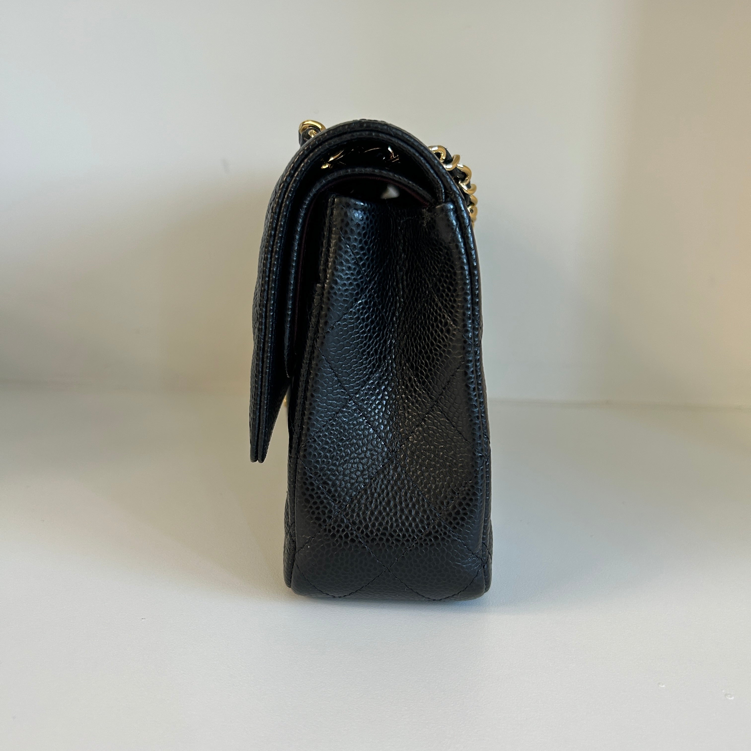Black Caviar Quilted Medium Double Flap Classic Flap w/GHW