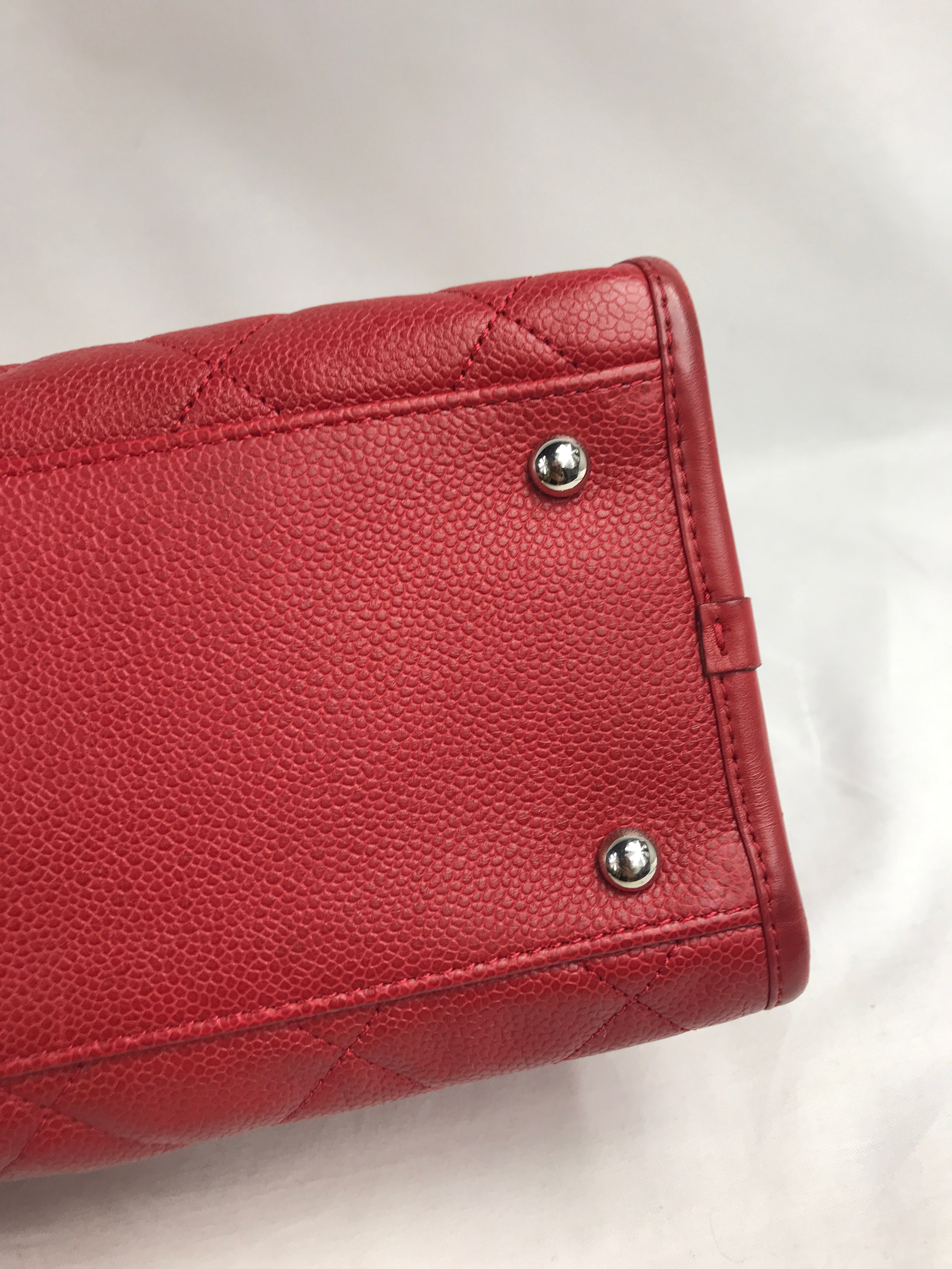 Red Caviar Quilted French Riviera Tote Bag w/SHW