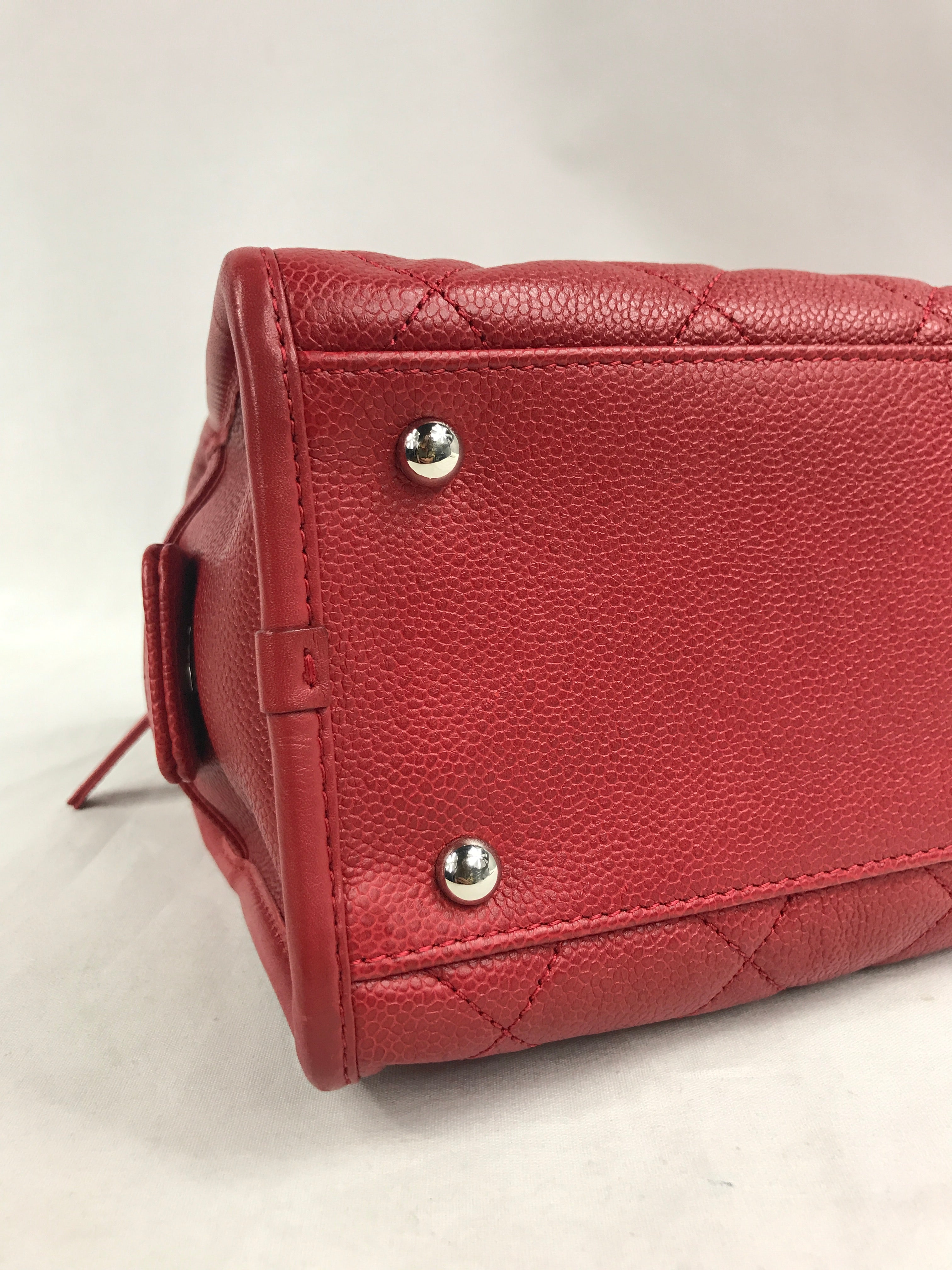 Red Caviar Quilted French Riviera Tote Bag w/SHW