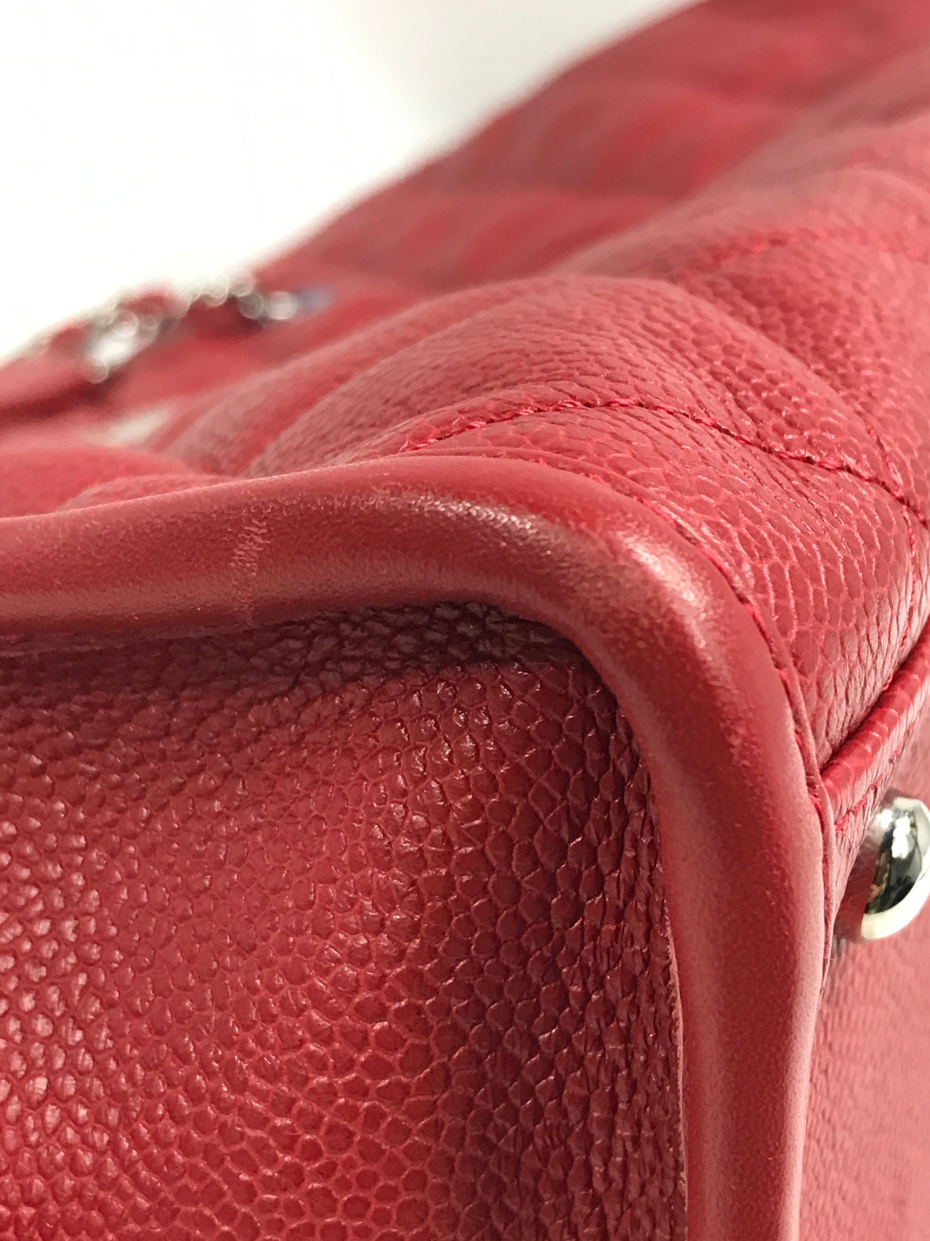 Red Caviar Quilted French Riviera Tote Bag w/SHW