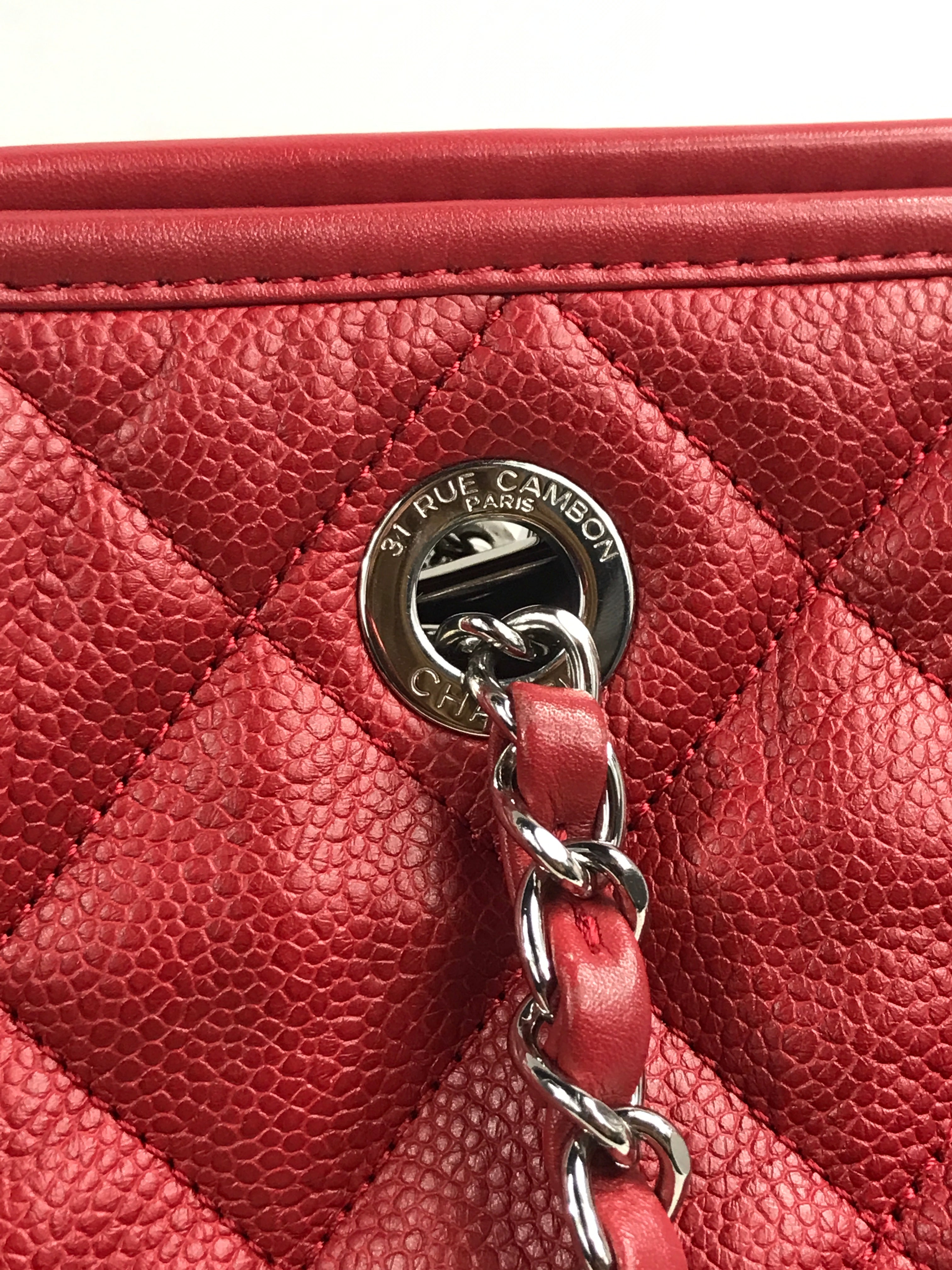 Red Caviar Quilted French Riviera Tote Bag w/SHW
