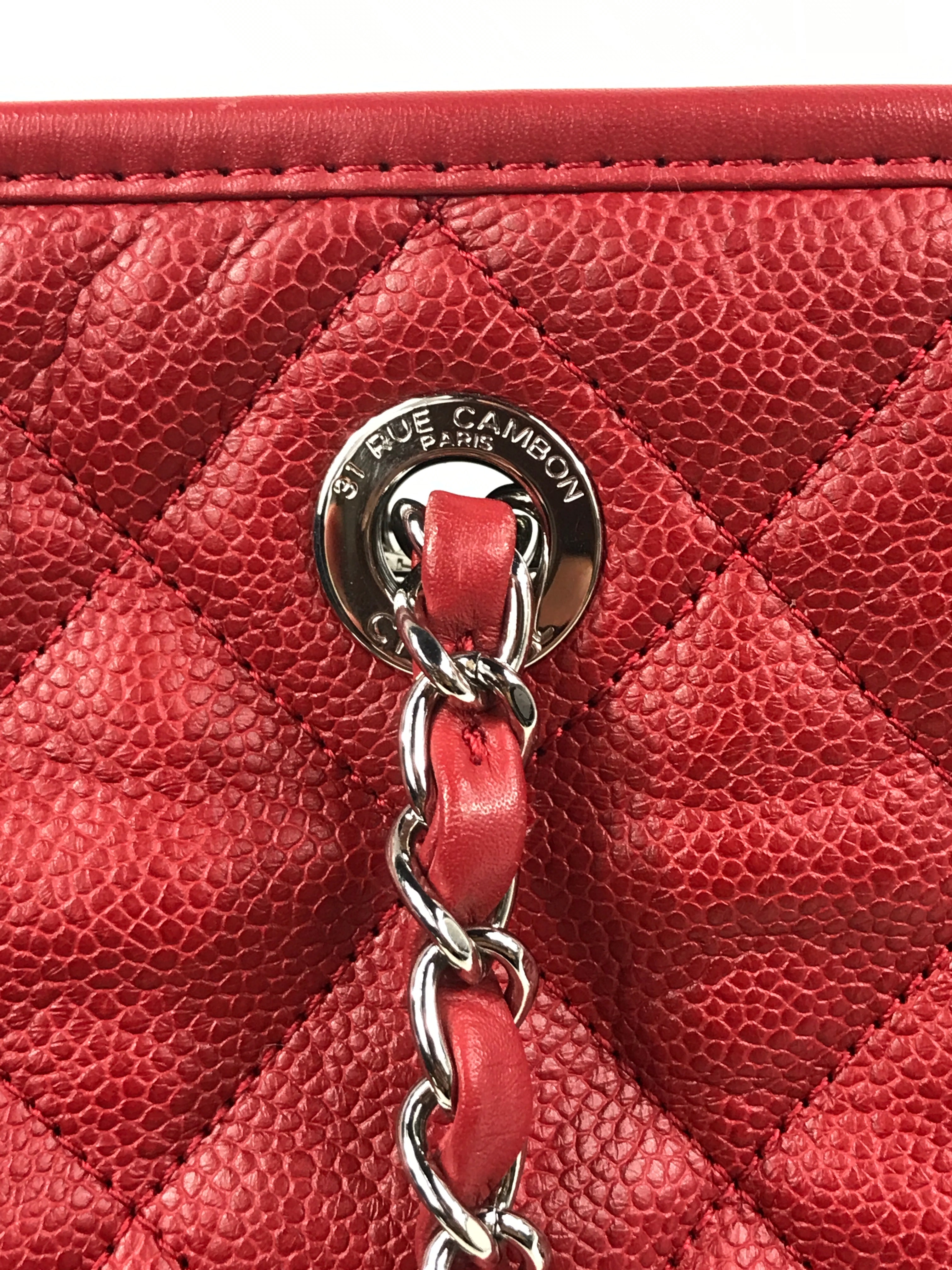 Red Caviar Quilted French Riviera Tote Bag w/SHW