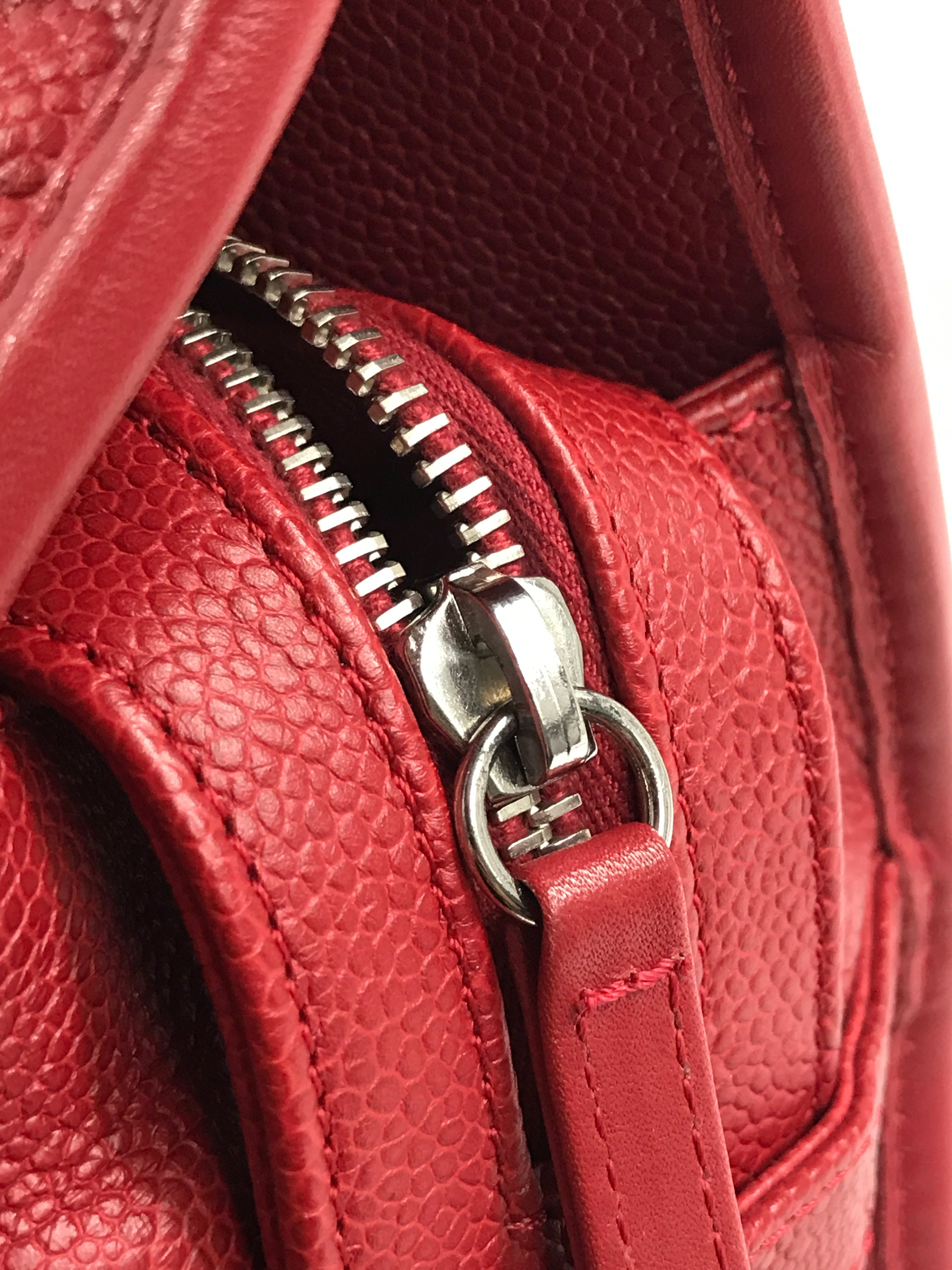 Red Caviar Quilted French Riviera Tote Bag w/SHW
