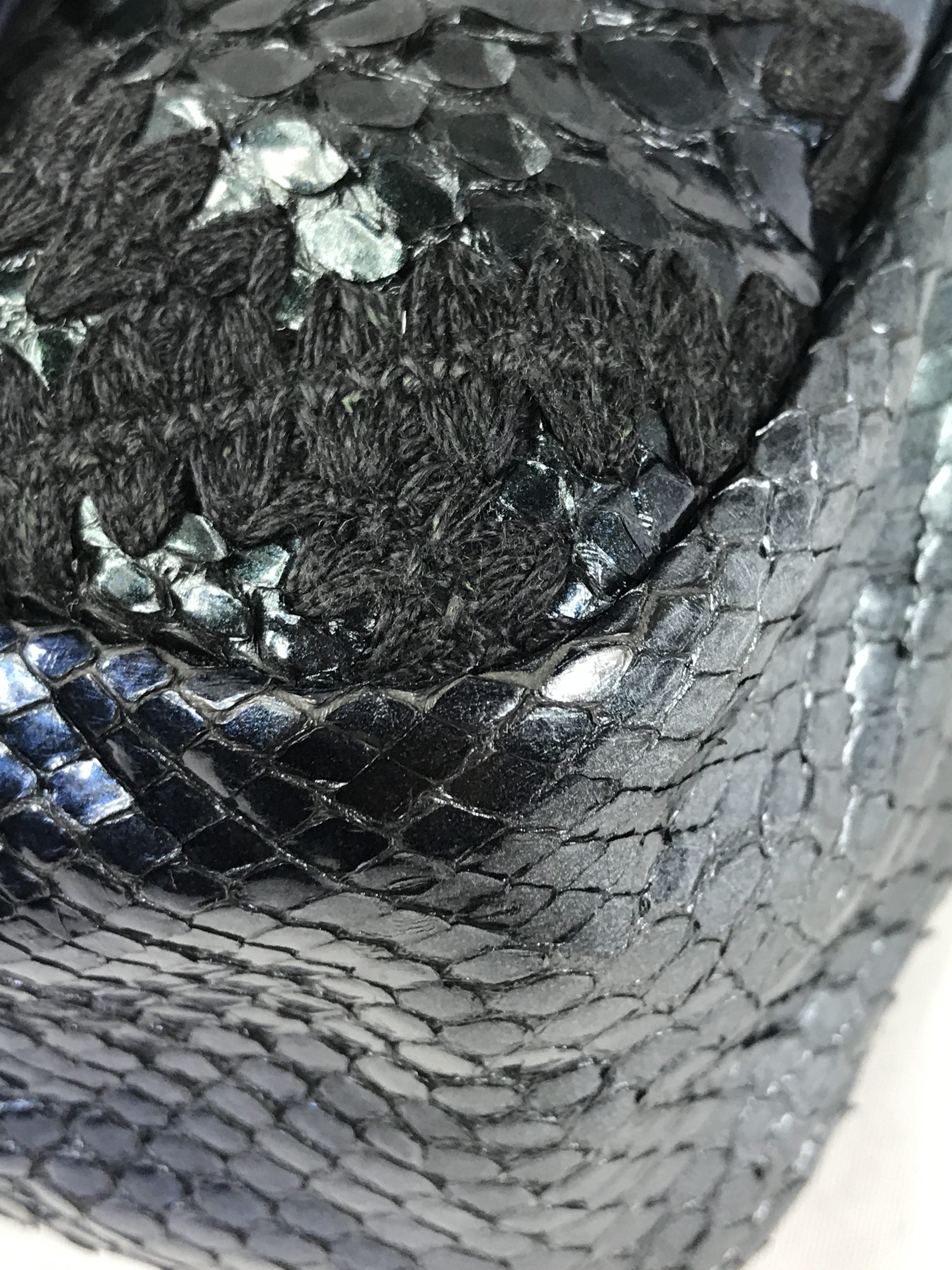 Blue Iridescent Python Quilted Maxi Flap Bag w/SHW Thick Chain Links