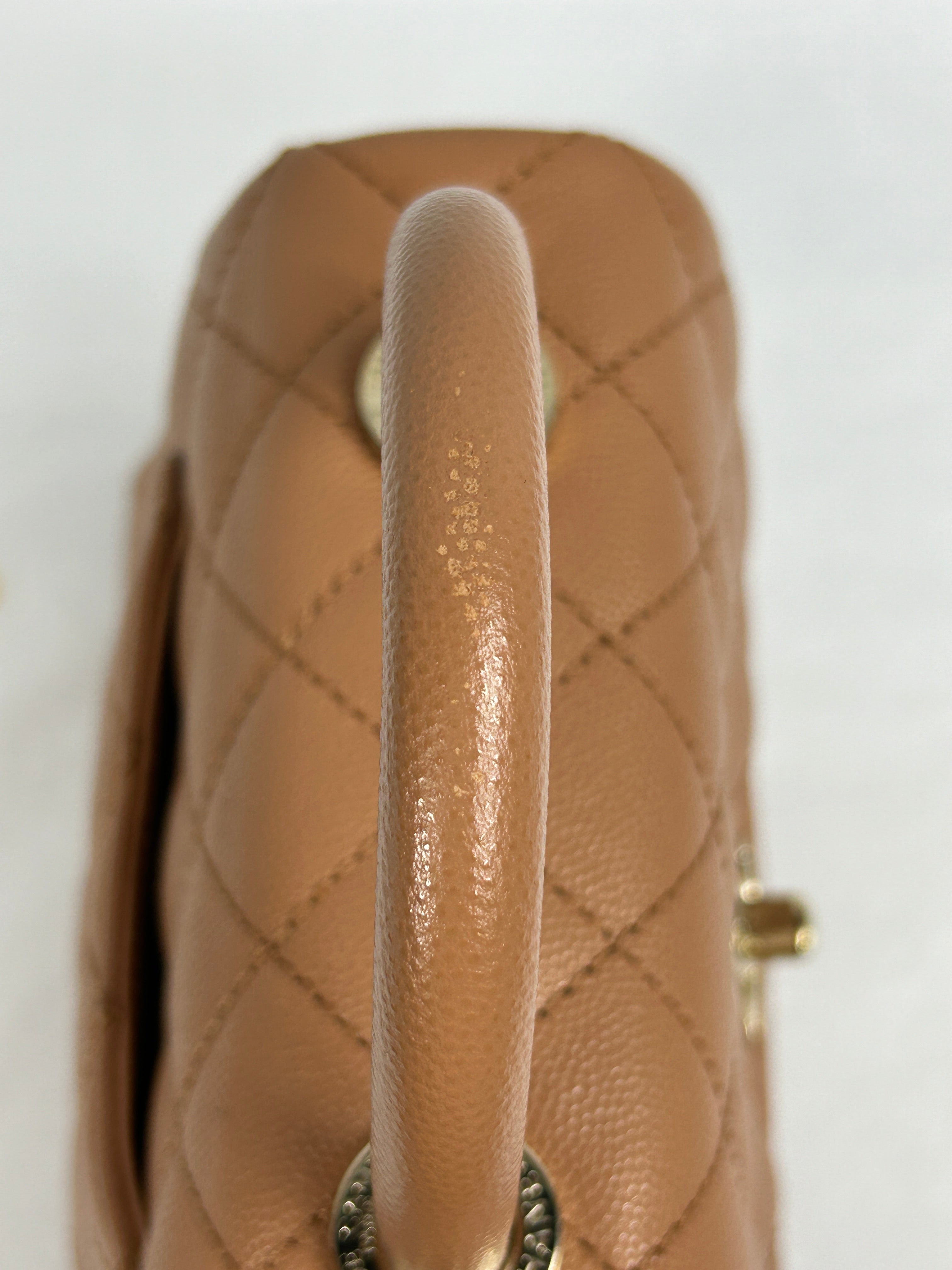 Caviar Camel Quilted Extra Mini Coco Handle w/LGHW