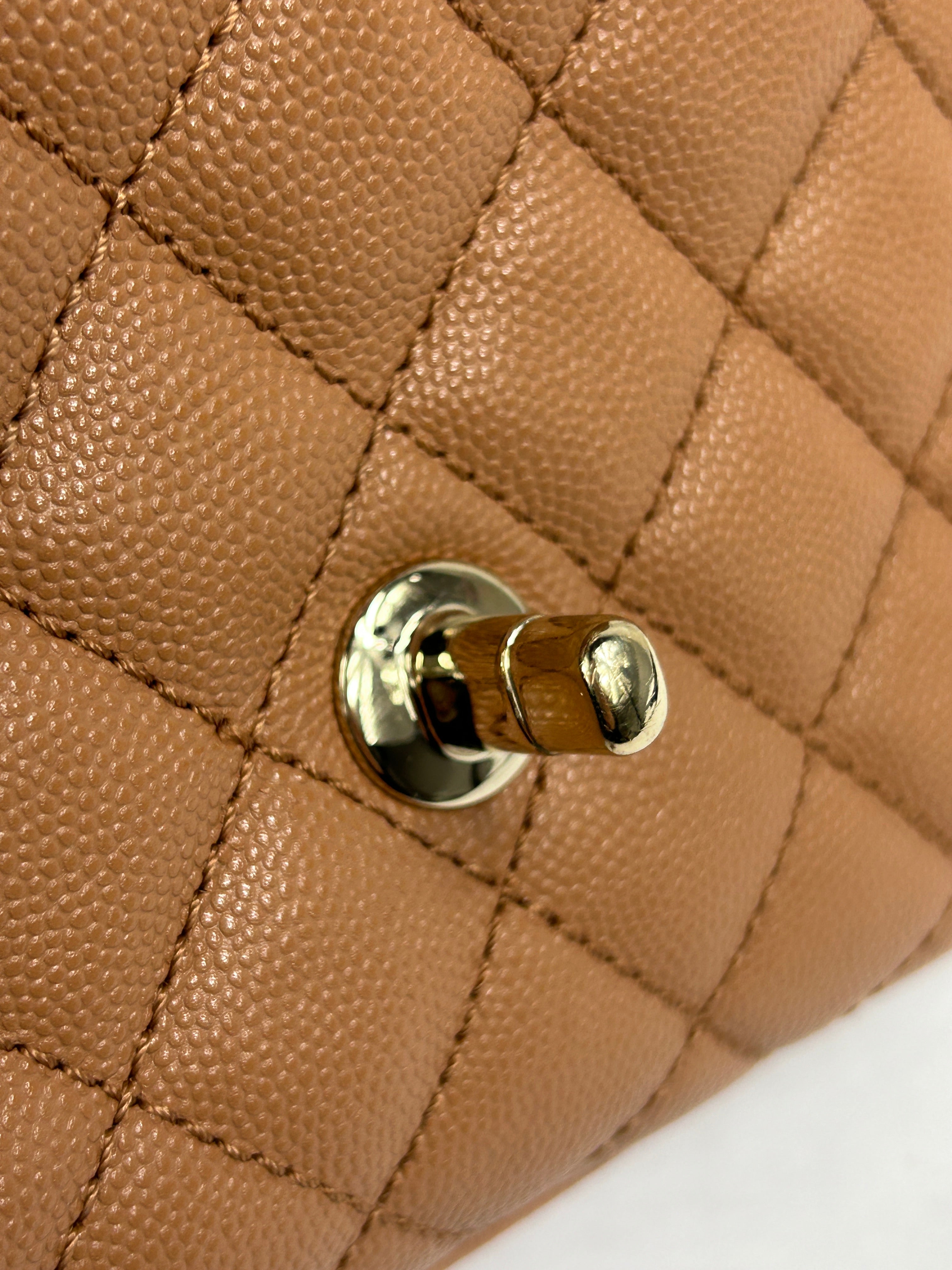 Caviar Camel Quilted Extra Mini Coco Handle w/LGHW