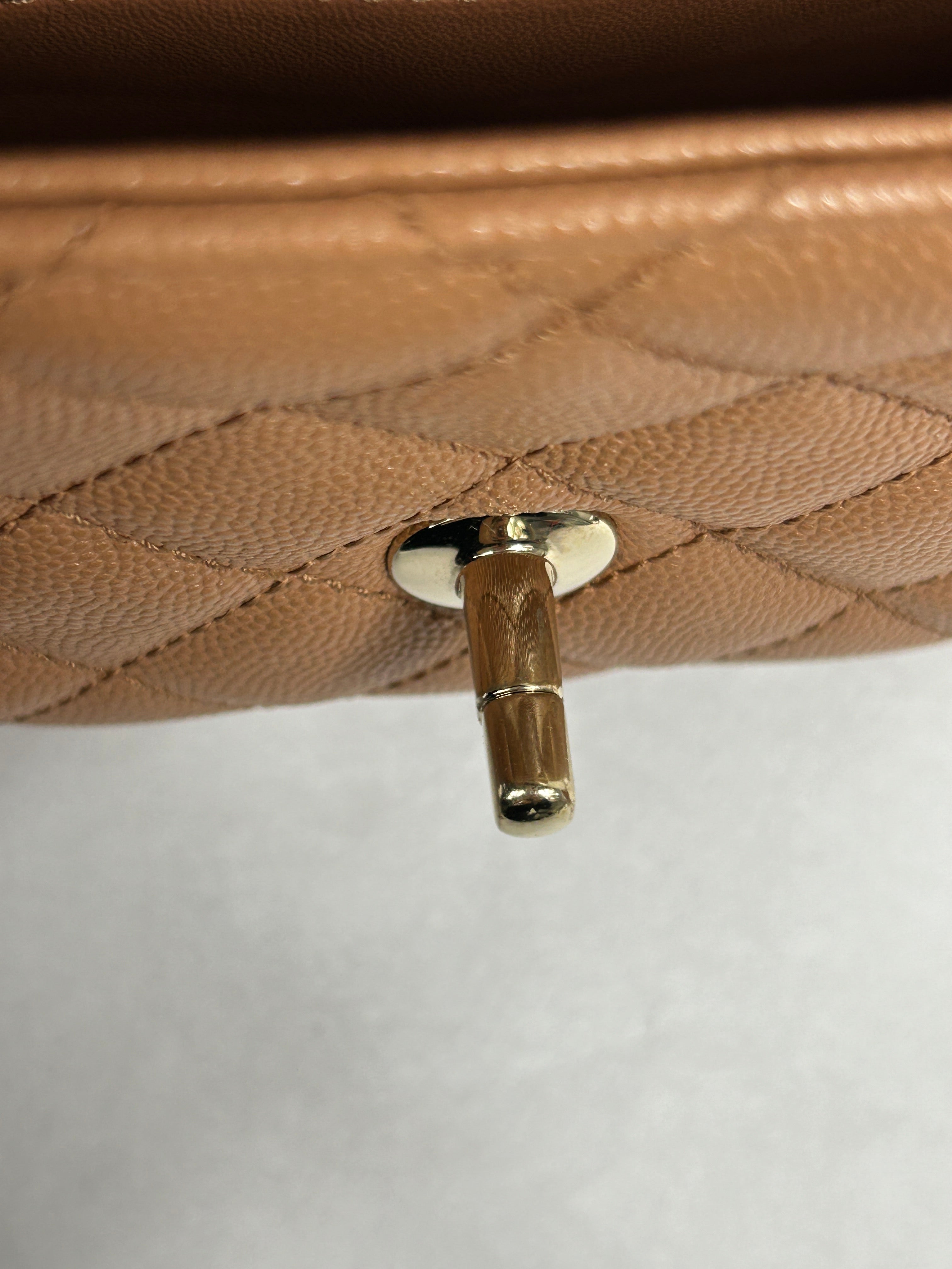 Caviar Camel Quilted Extra Mini Coco Handle w/LGHW