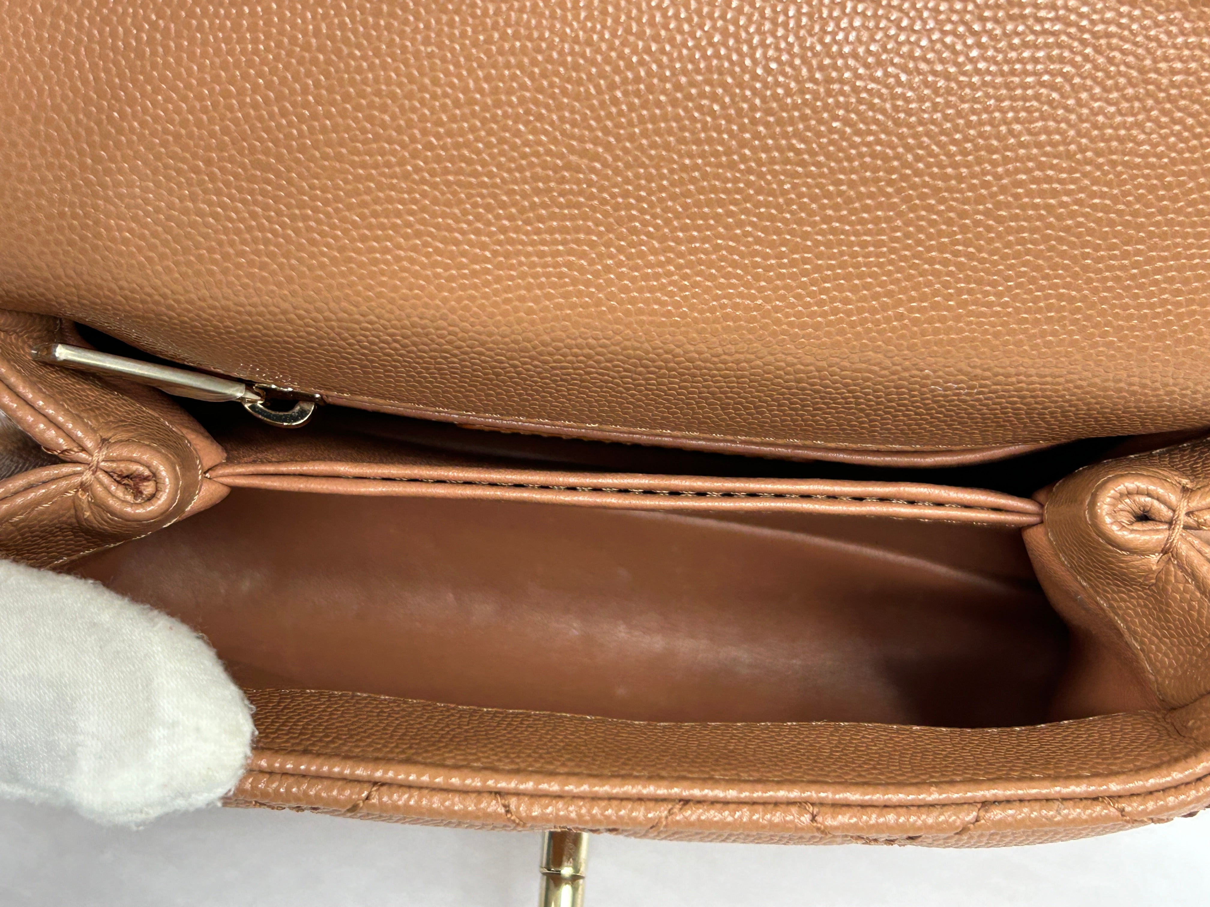 Caviar Camel Quilted Extra Mini Coco Handle w/LGHW