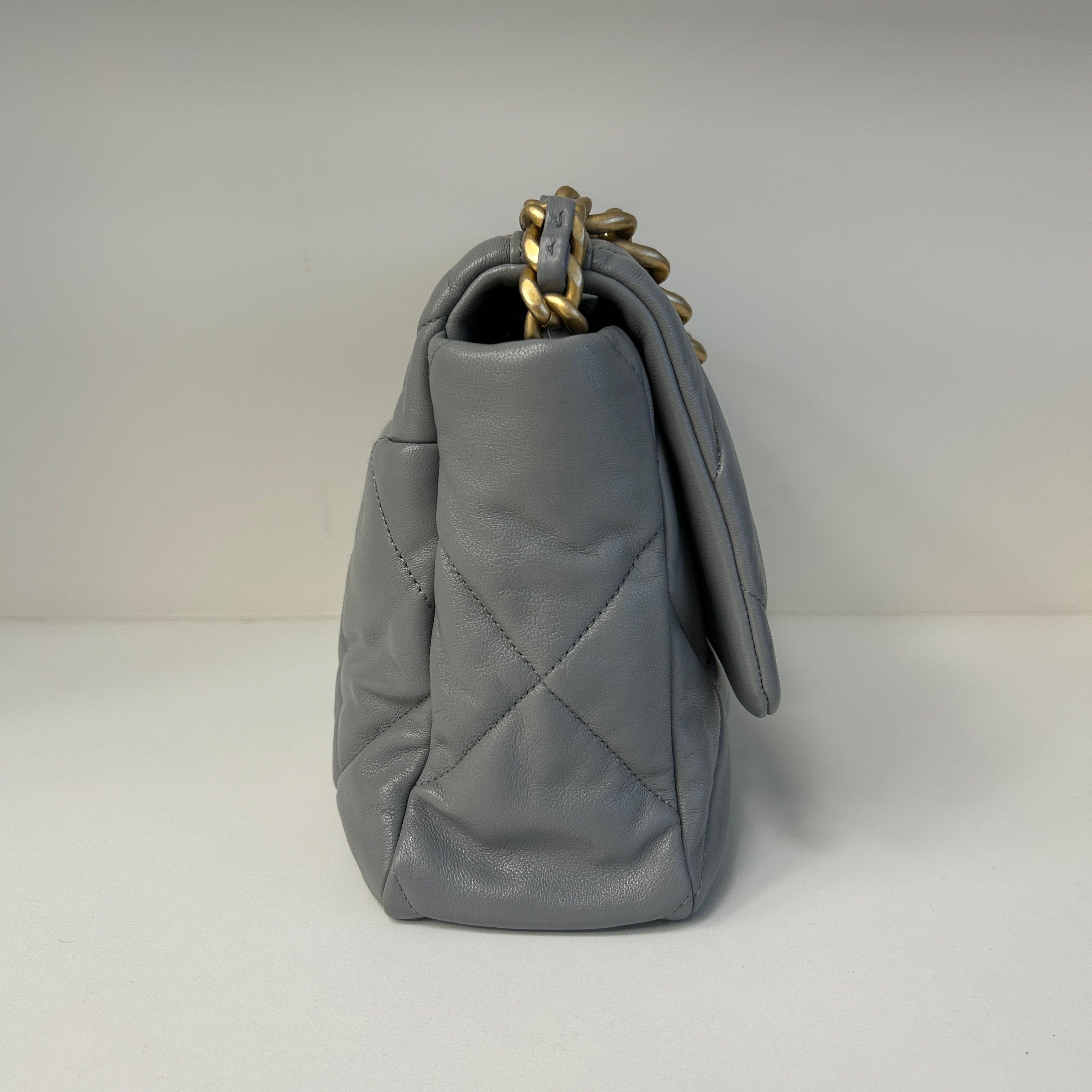 Chanel 19 20C Grey Lambskin Large w/Mixed HW