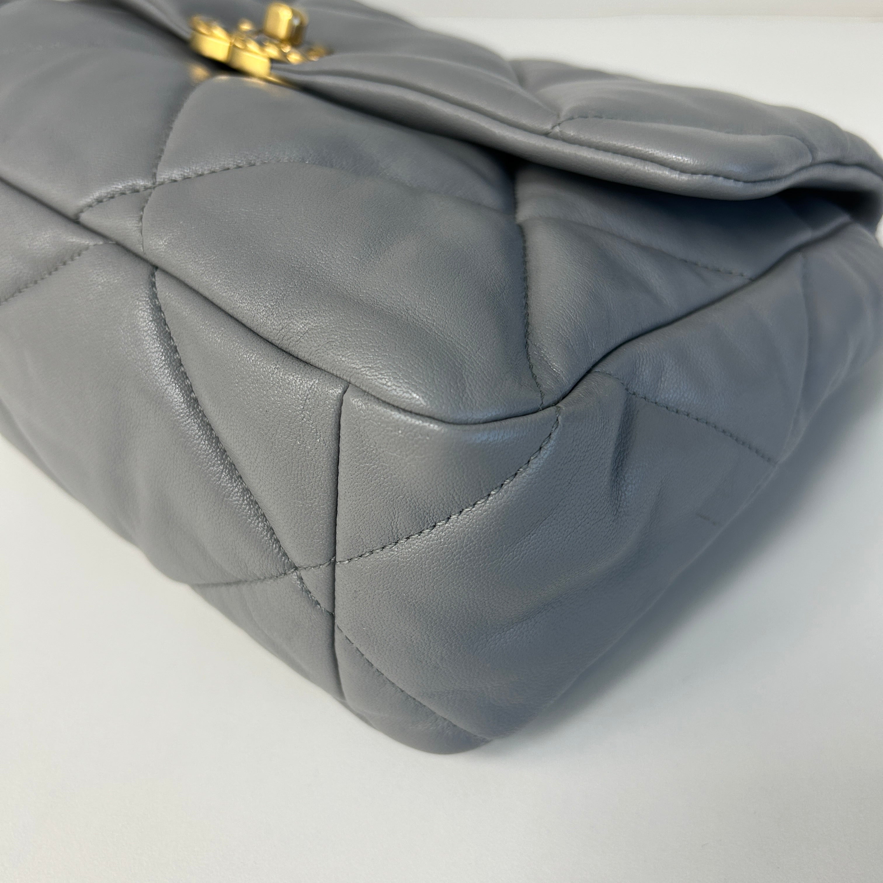 Chanel 19 20C Grey Lambskin Large w/Mixed HW