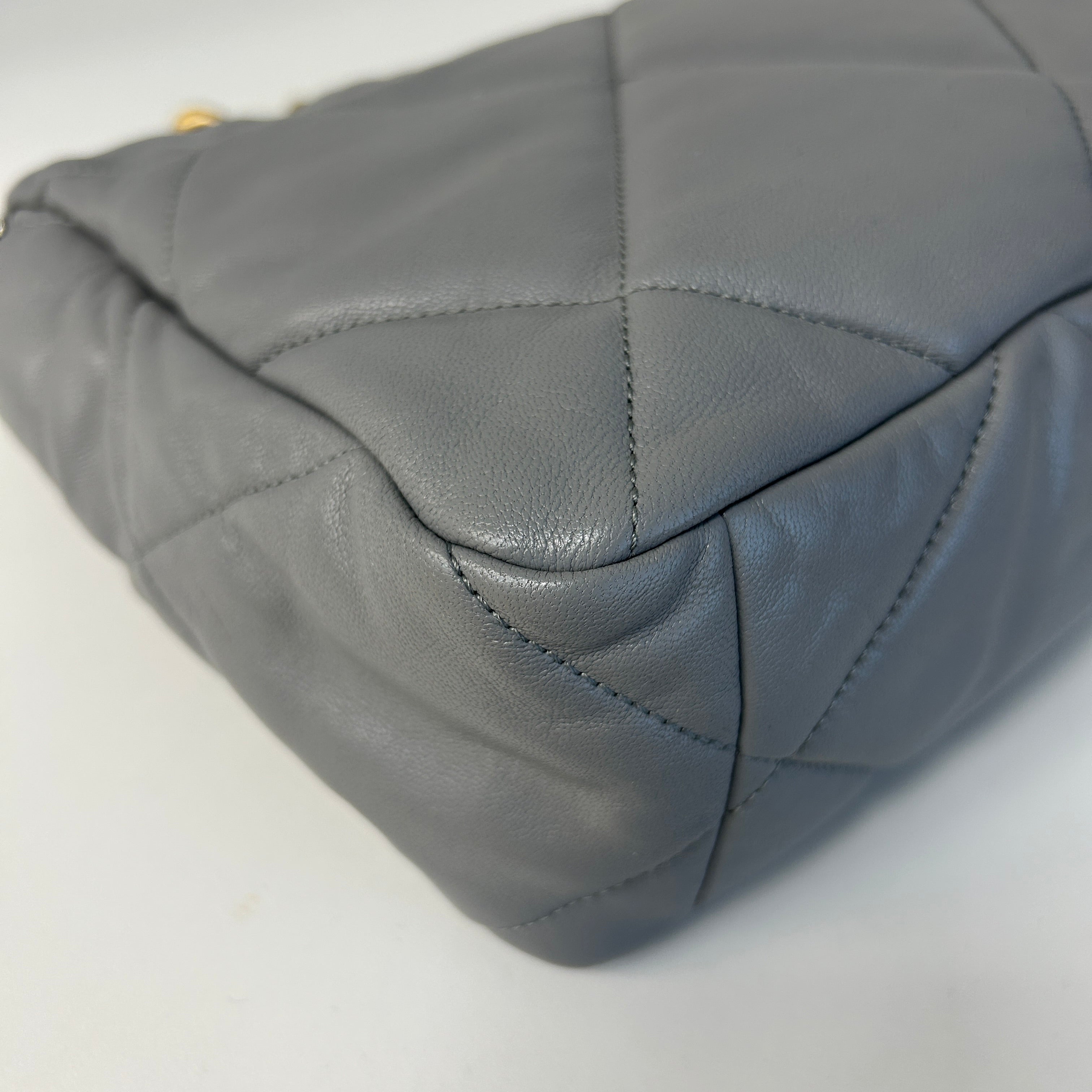 Chanel 19 20C Grey Lambskin Large w/Mixed HW