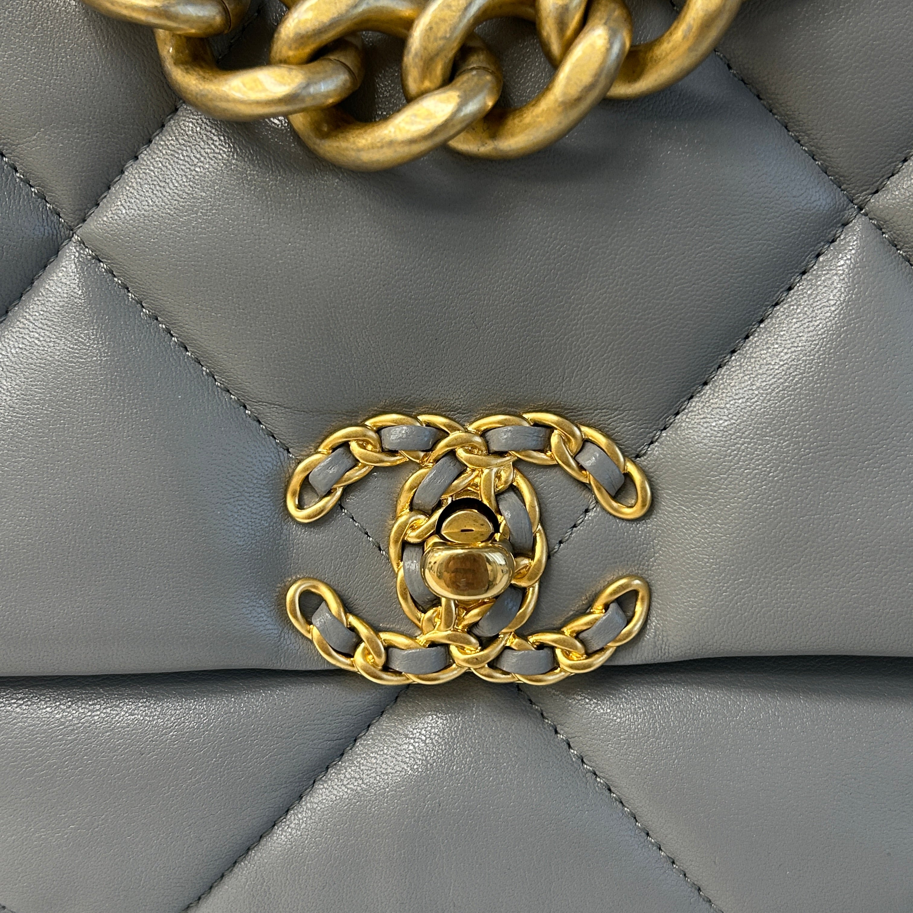 Chanel 19 20C Grey Lambskin Large w/Mixed HW