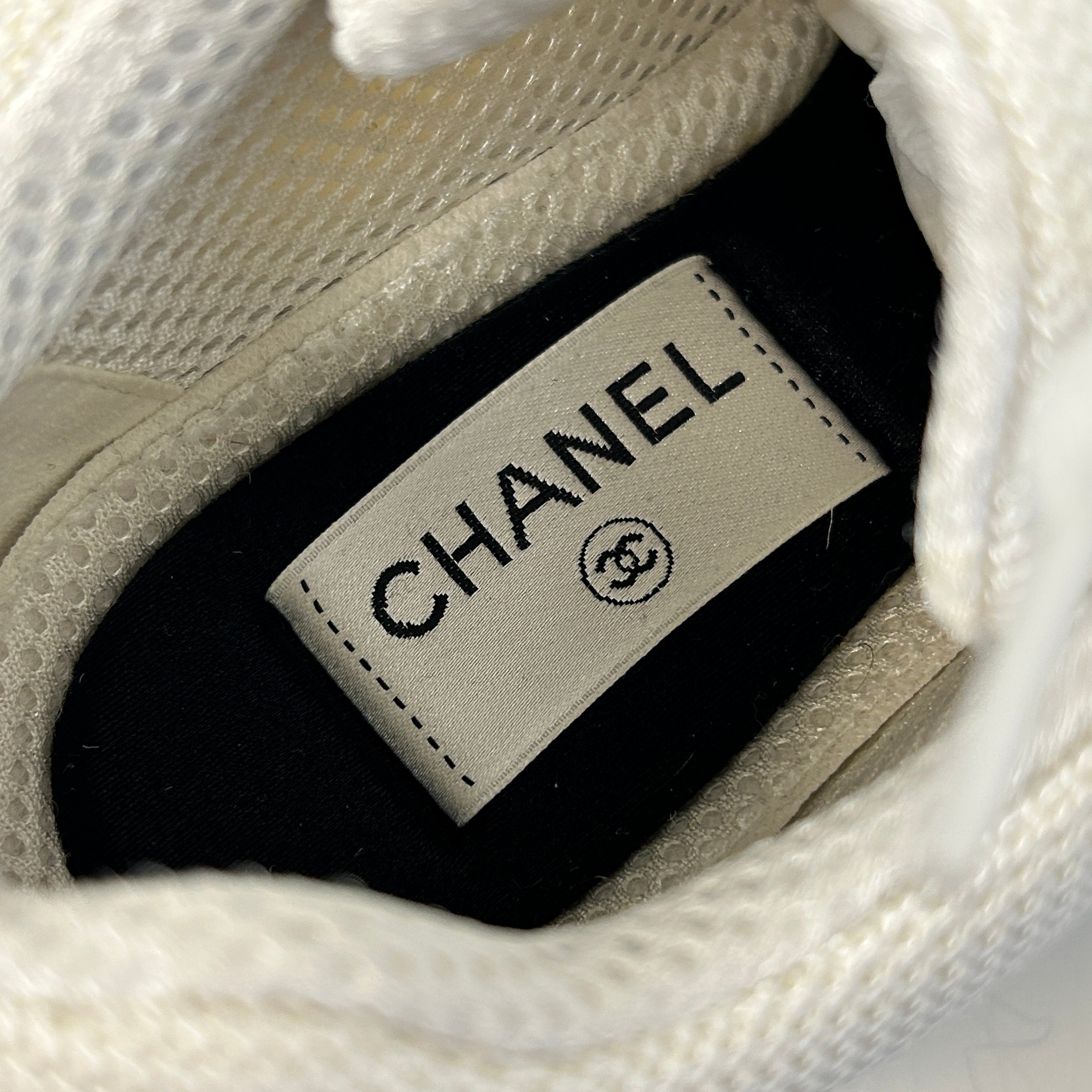 White/Silver/Black Mesh Suede Calfskin CC Sneakers - Haute Classics